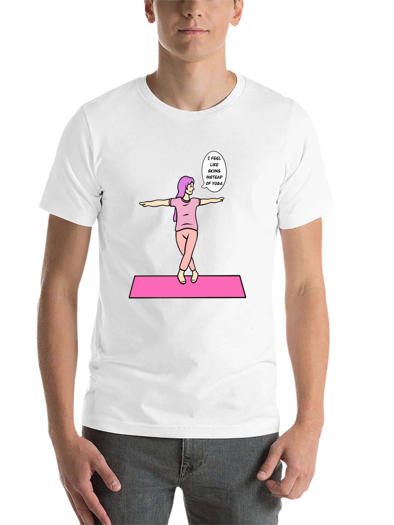 Black Funny Yoga Skiing Graphic Tee view 14