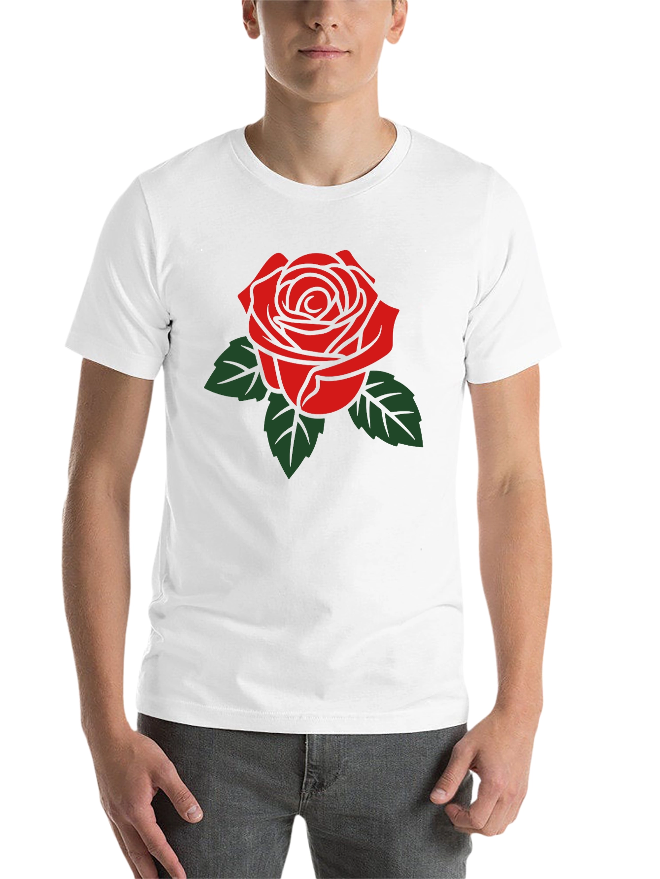 Black Bold Rose Graphic Tee - Classic Black T-Shirt view 14