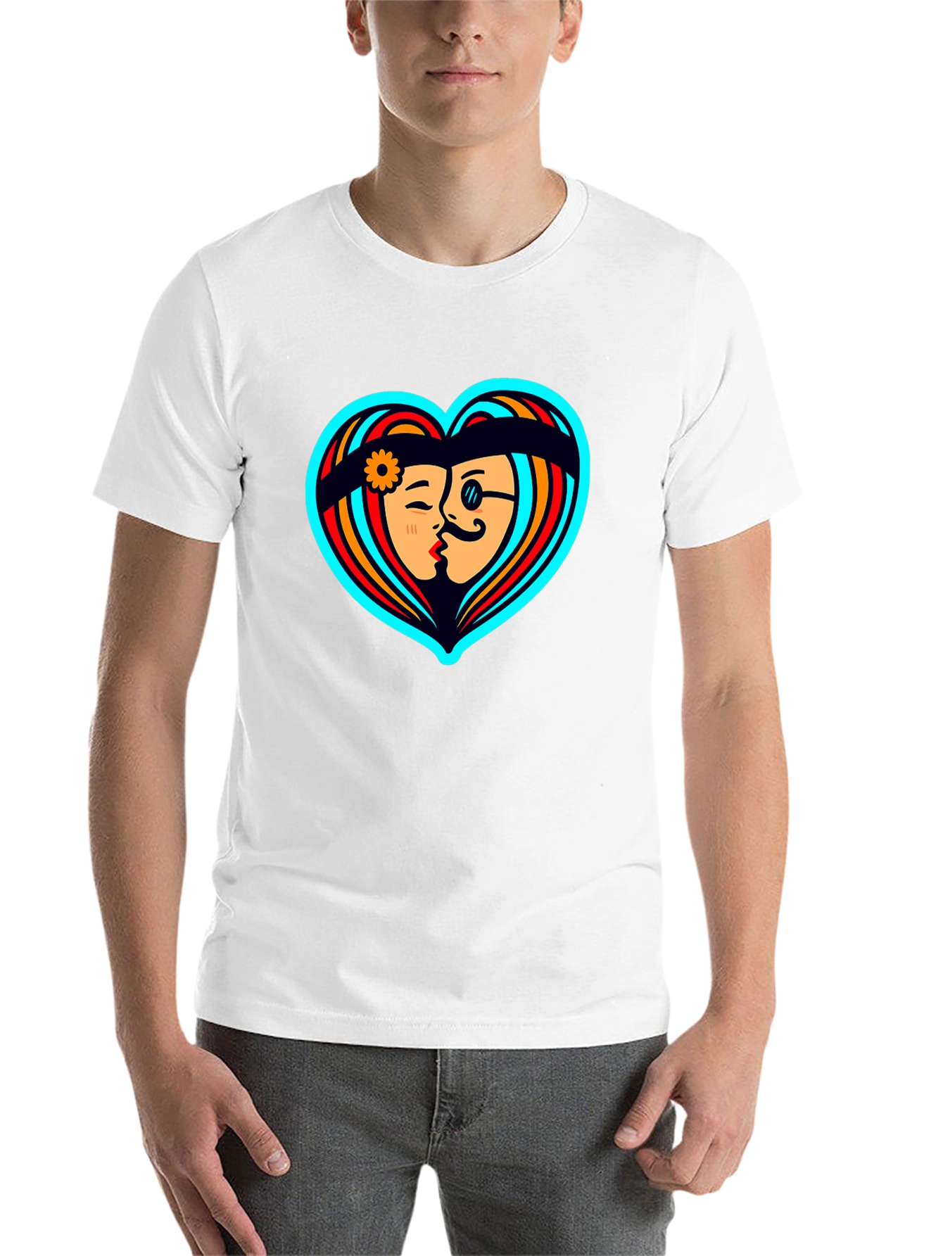Black Retro Love Heart Graphic Tee - Black Cotton Shirt view 14