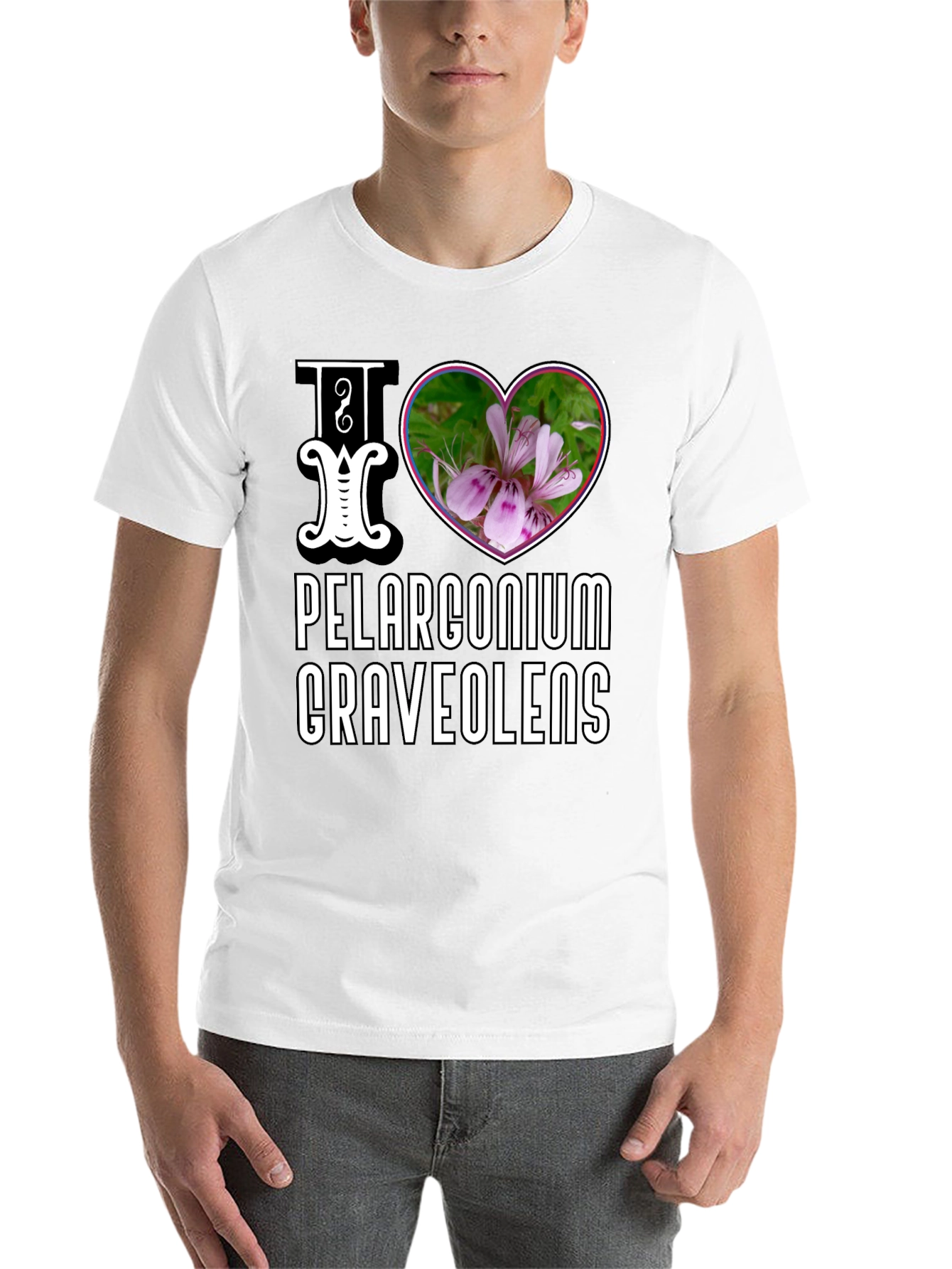 Black I Love Pelargonium Graveolens T-Shirt view 14