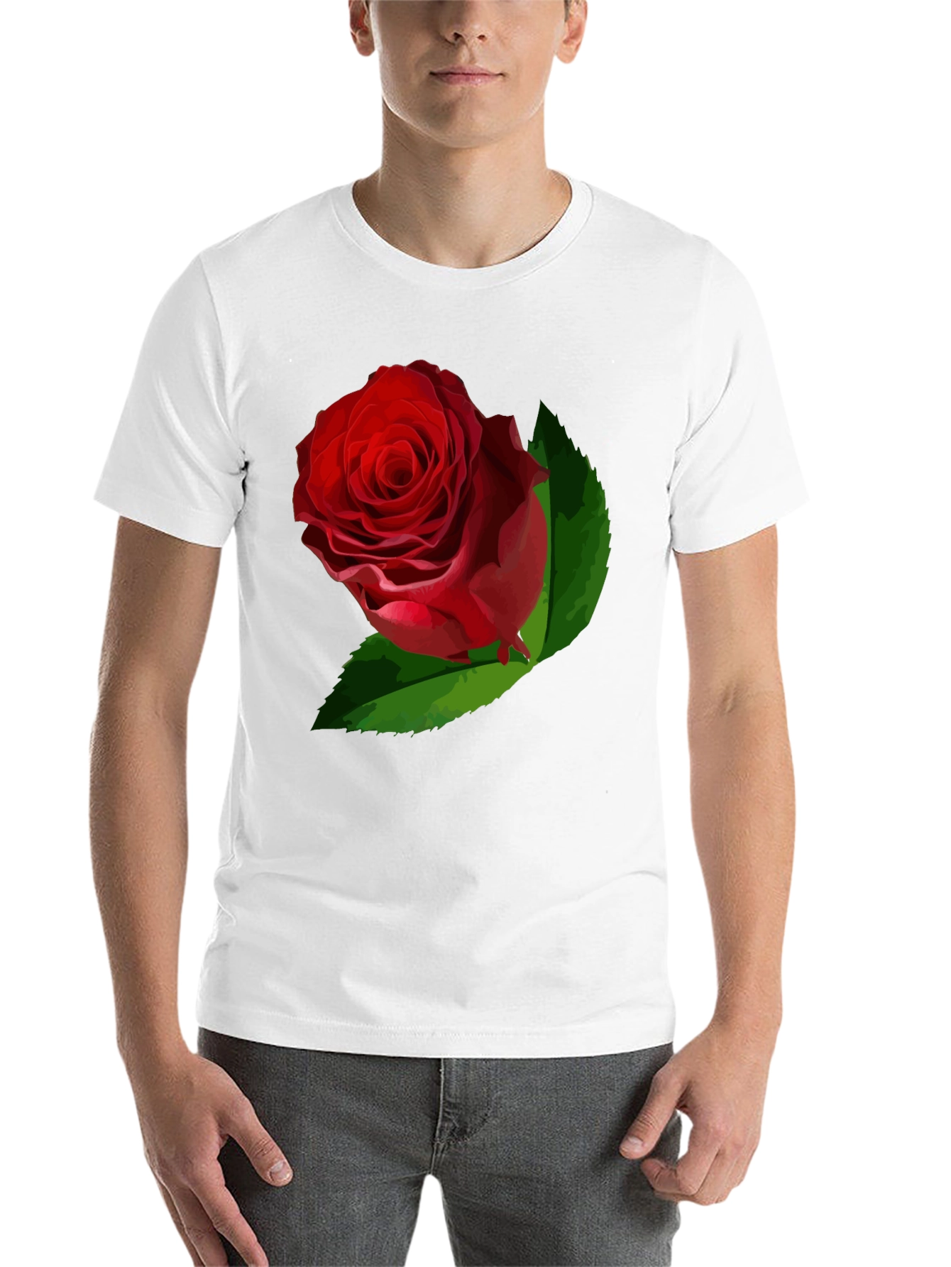 Black Bold Rose Graphic Tee - Black Cotton Casual Shirt view 14