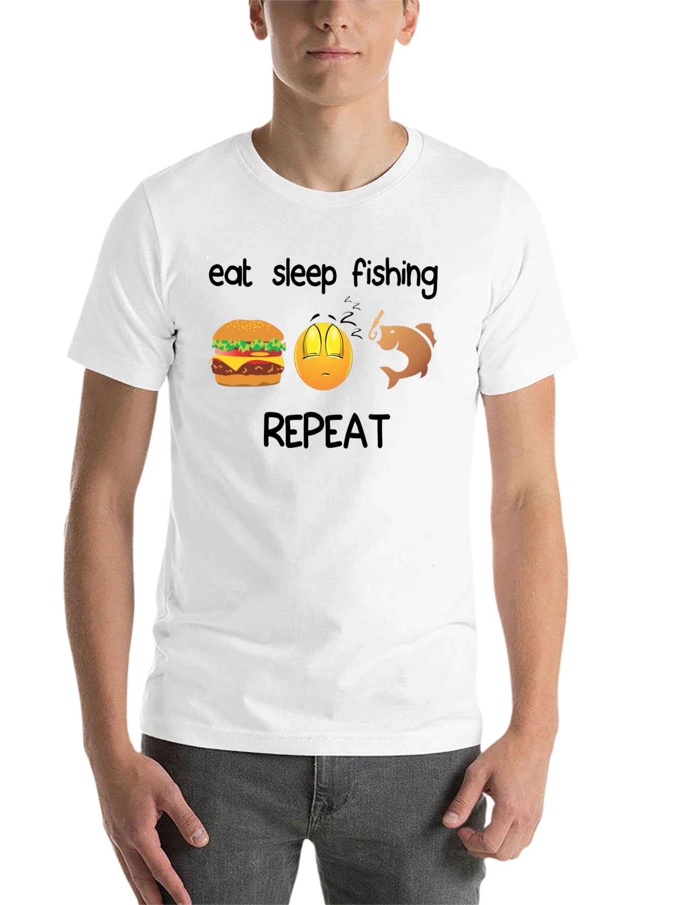 Black Eat Sleep Fishing Repeat T-Shirt view 14