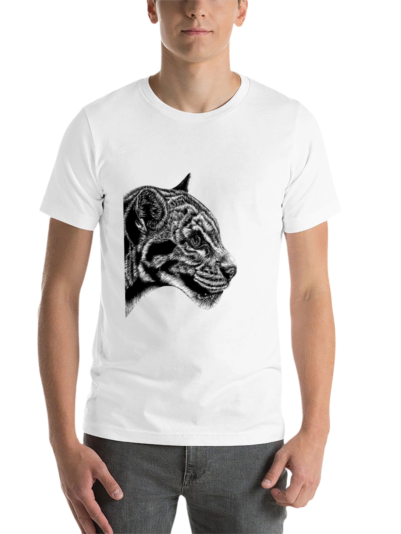 Black Black Tee with Clouded Leopard Design view 14