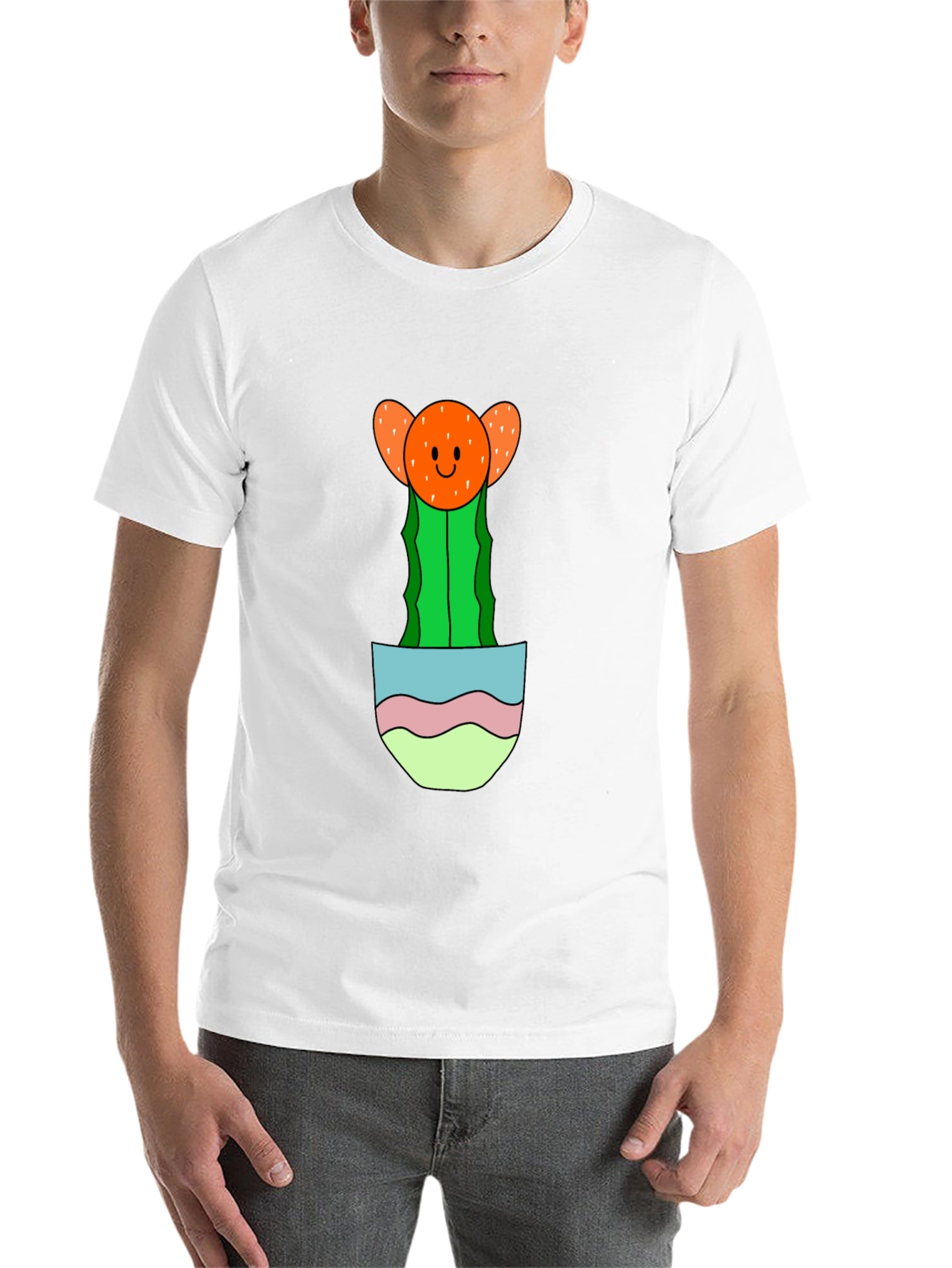 Black Cute Cactus Pocket T-Shirt - Unique Graphic Tee view 14