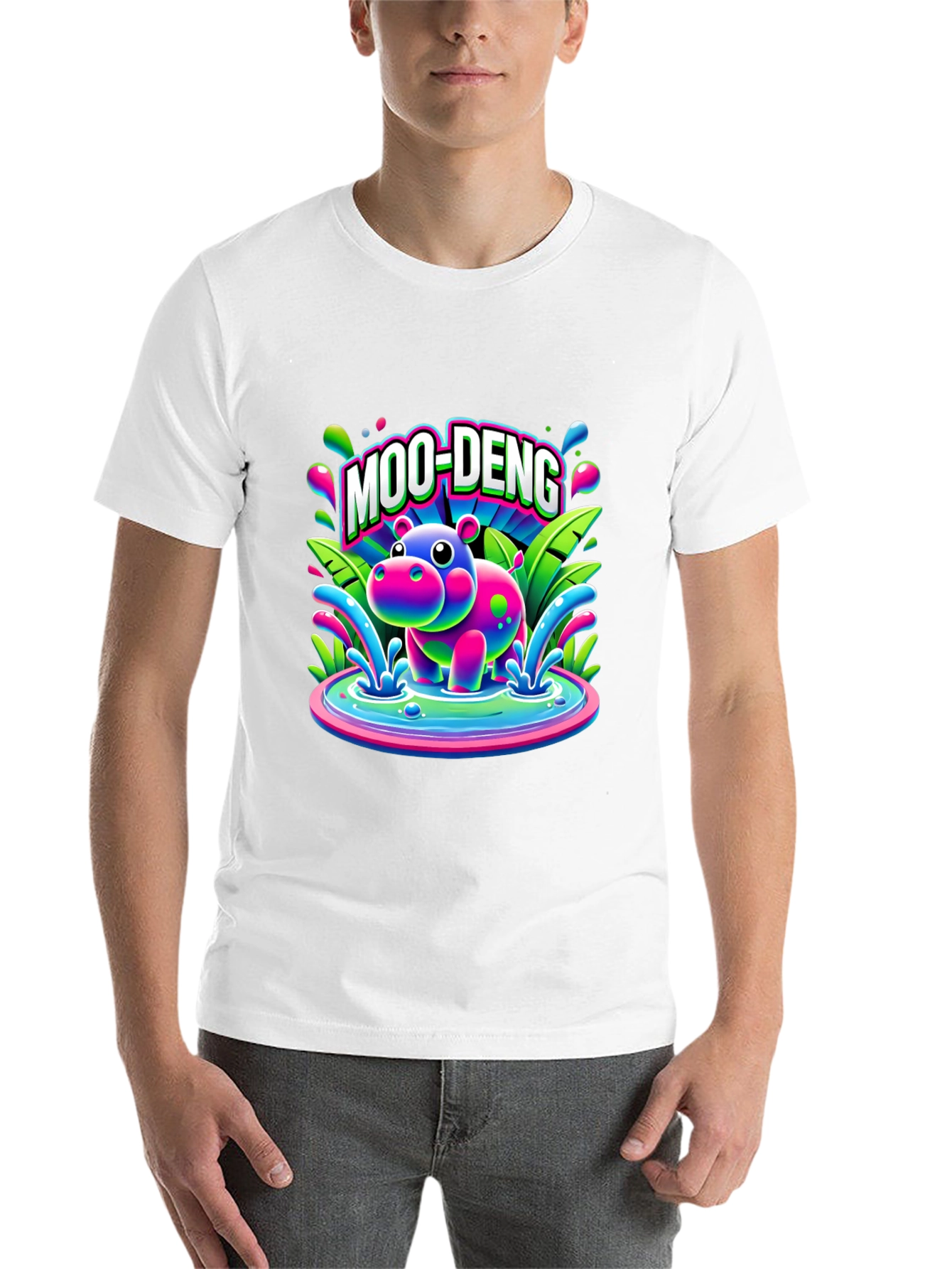 Black Moo-Deng Hippo Graphic T-Shirt view 14
