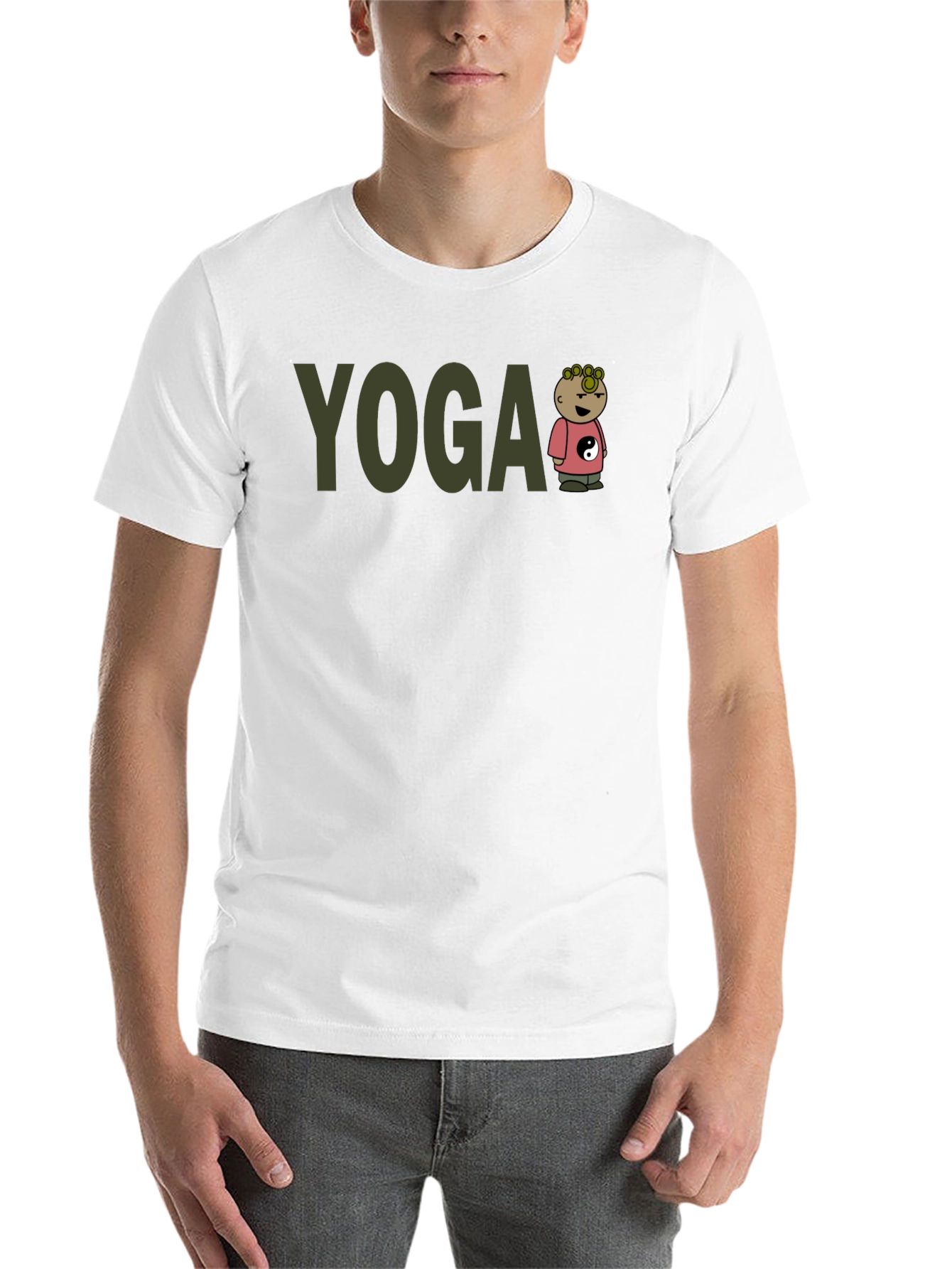 Black Yoga Cartoon Character T-Shirt view 14