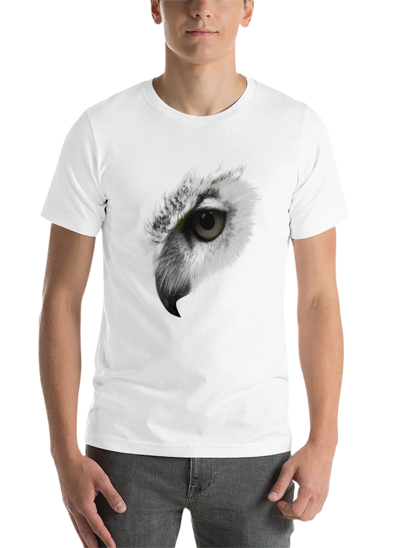 Black Owl Eye Graphic Black T-Shirt - Men's Short Sleeve Tee view 14