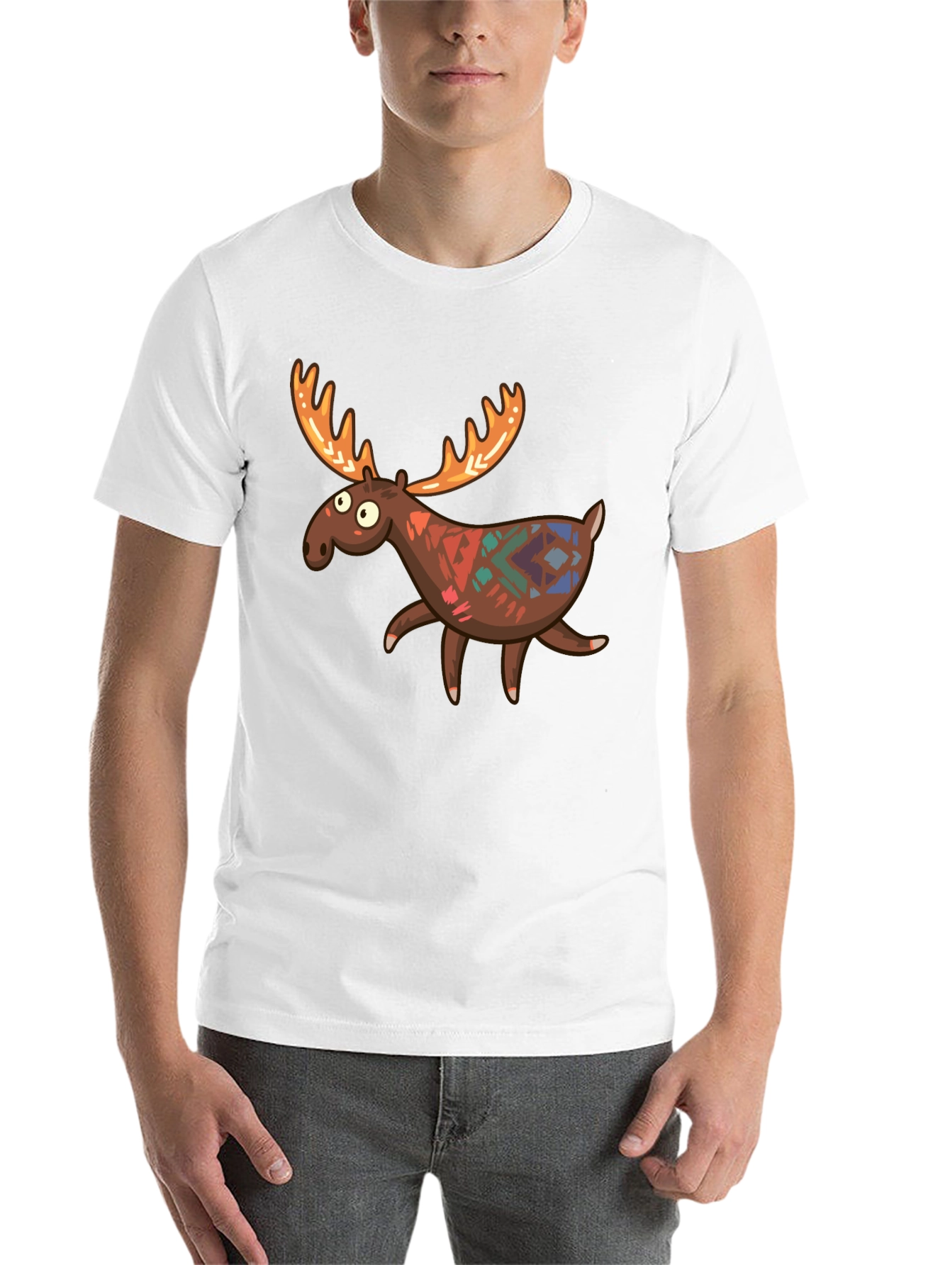 Black Funny Moose Graphic Tee - Black Cotton T-Shirt view 14