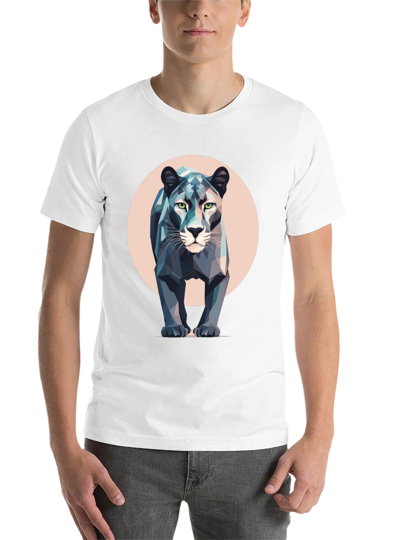 Black Geometric Panther T-Shirt - Modern Animal Print view 14