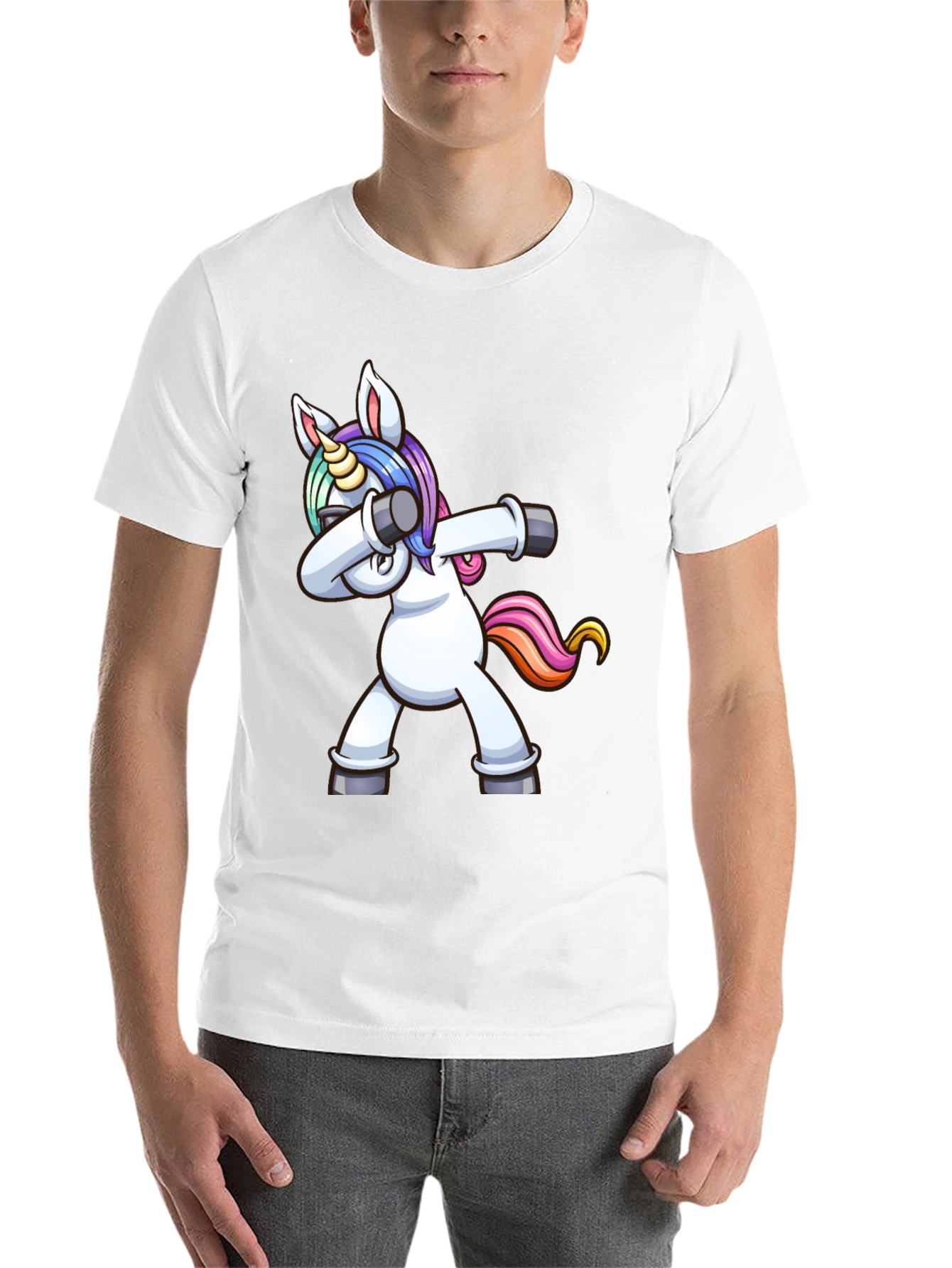 Black Dabbing Unicorn Graphic Tee - Black Cotton Shirt view 14