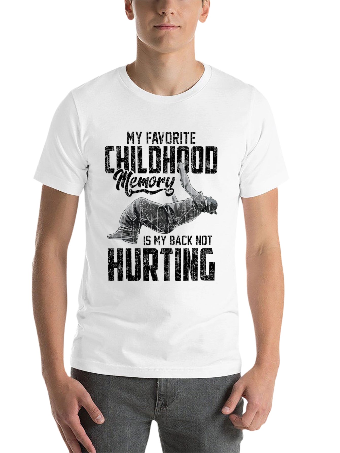 Black Funny Back Pain T-Shirt - Childhood Memory view 14