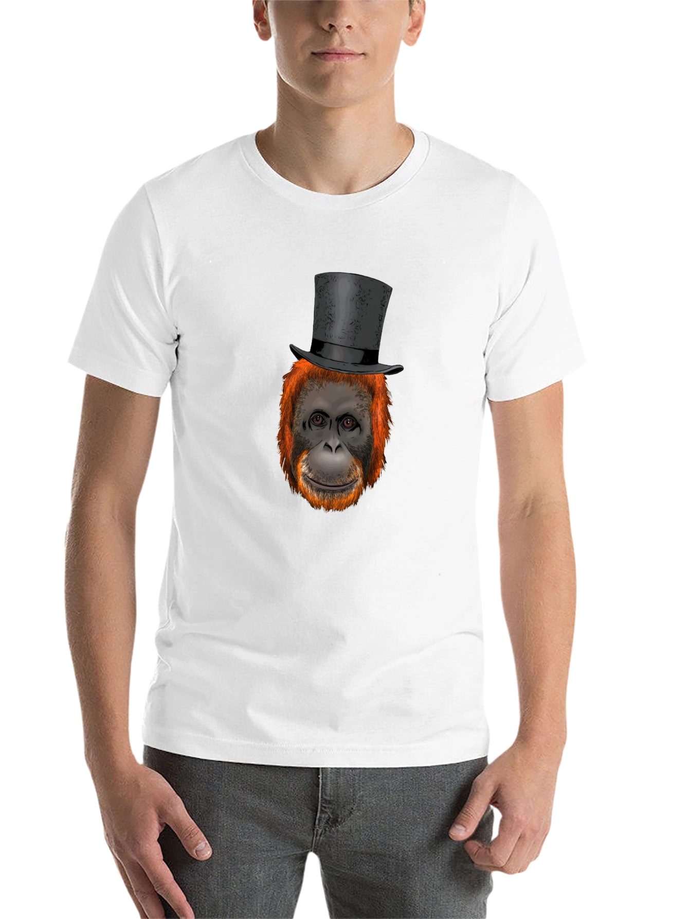 Black Orangutan Top Hat Graphic T-Shirt view 14