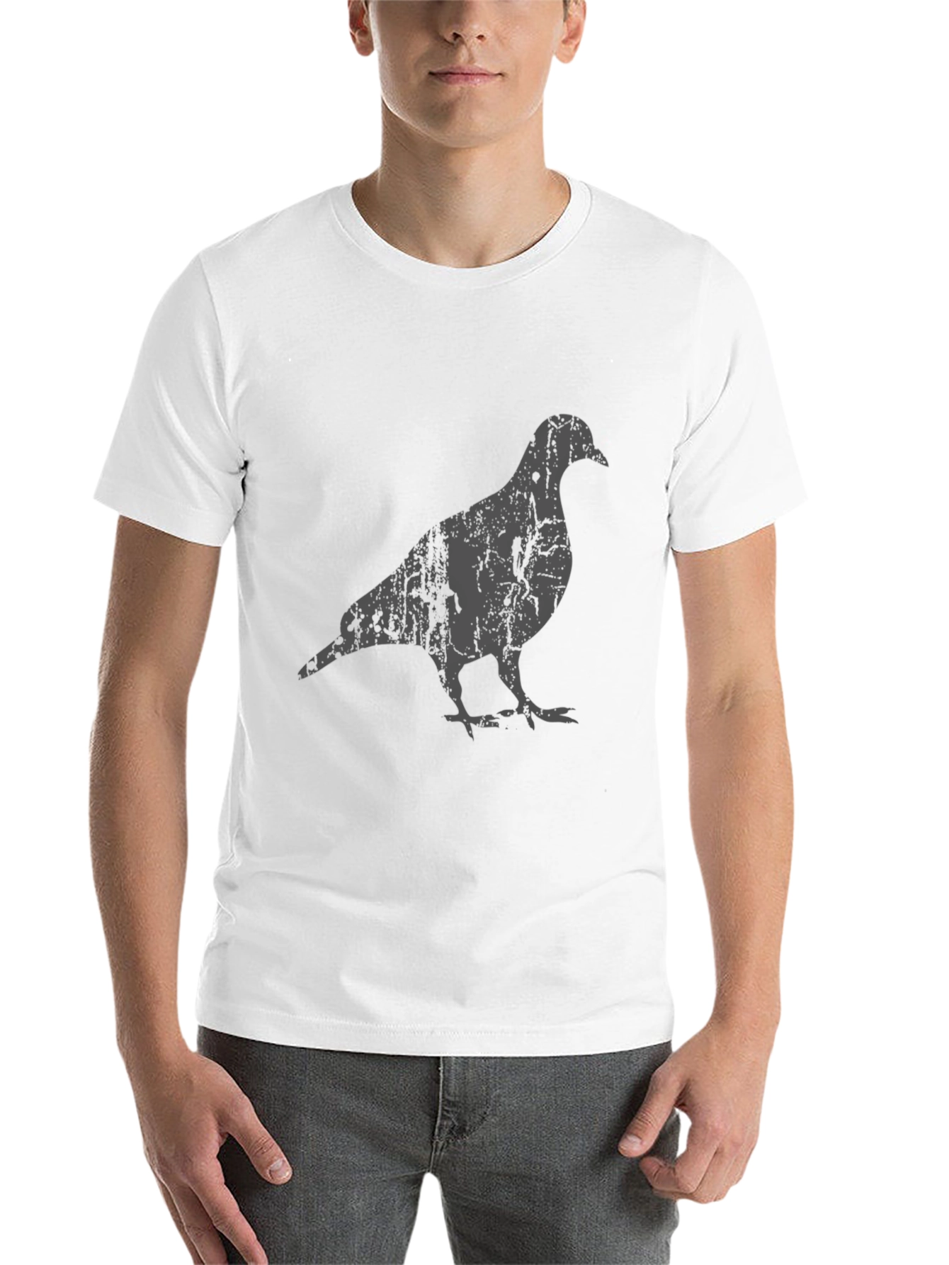 Black Distressed Pigeon Graphic Tee - Men's Black T-Shirt view 14
