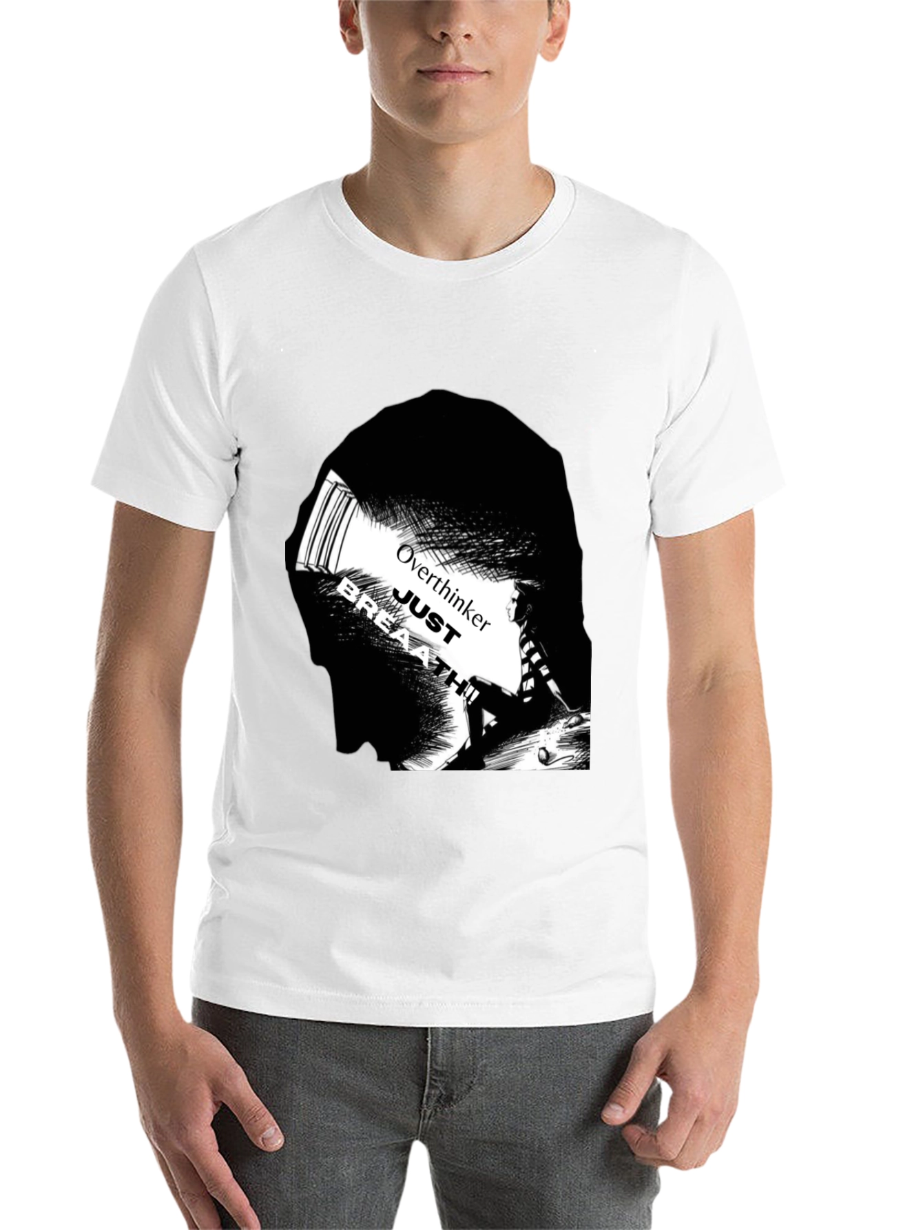 Black Overthinker Just Breath T-Shirt - Black view 14