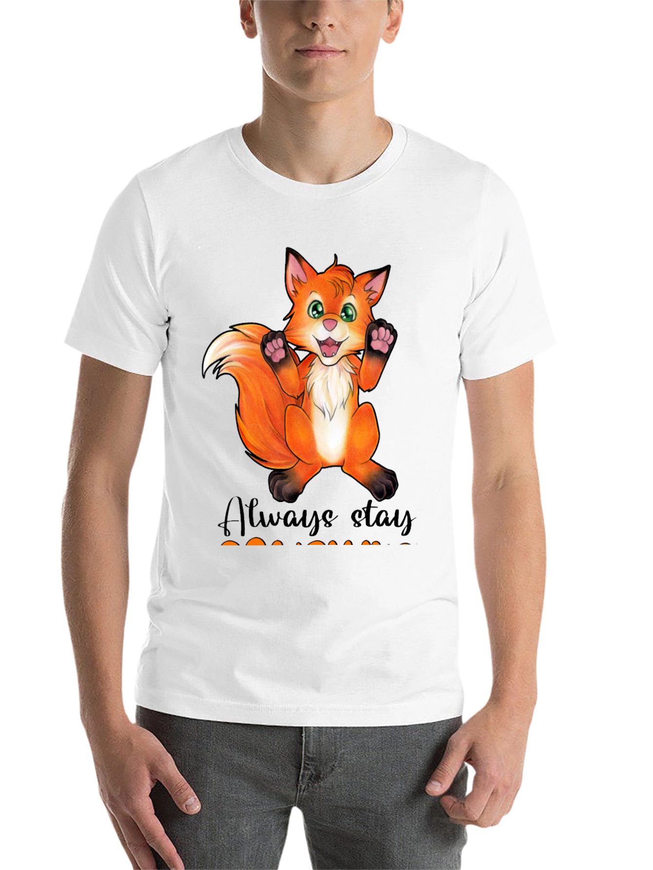 Black Cute Fox Graphic T-Shirt - Always Stay Humble view 14