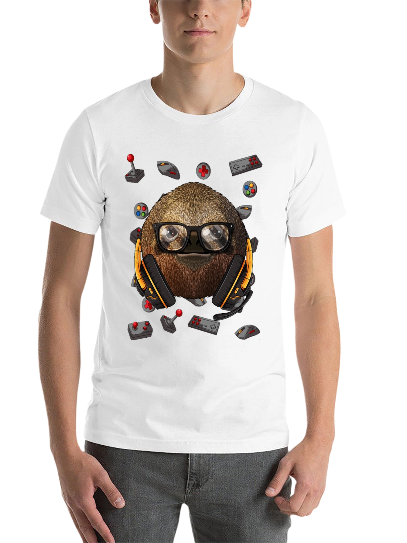 Black Gamer Sloth T-Shirt - Playful Graphic Tee view 14