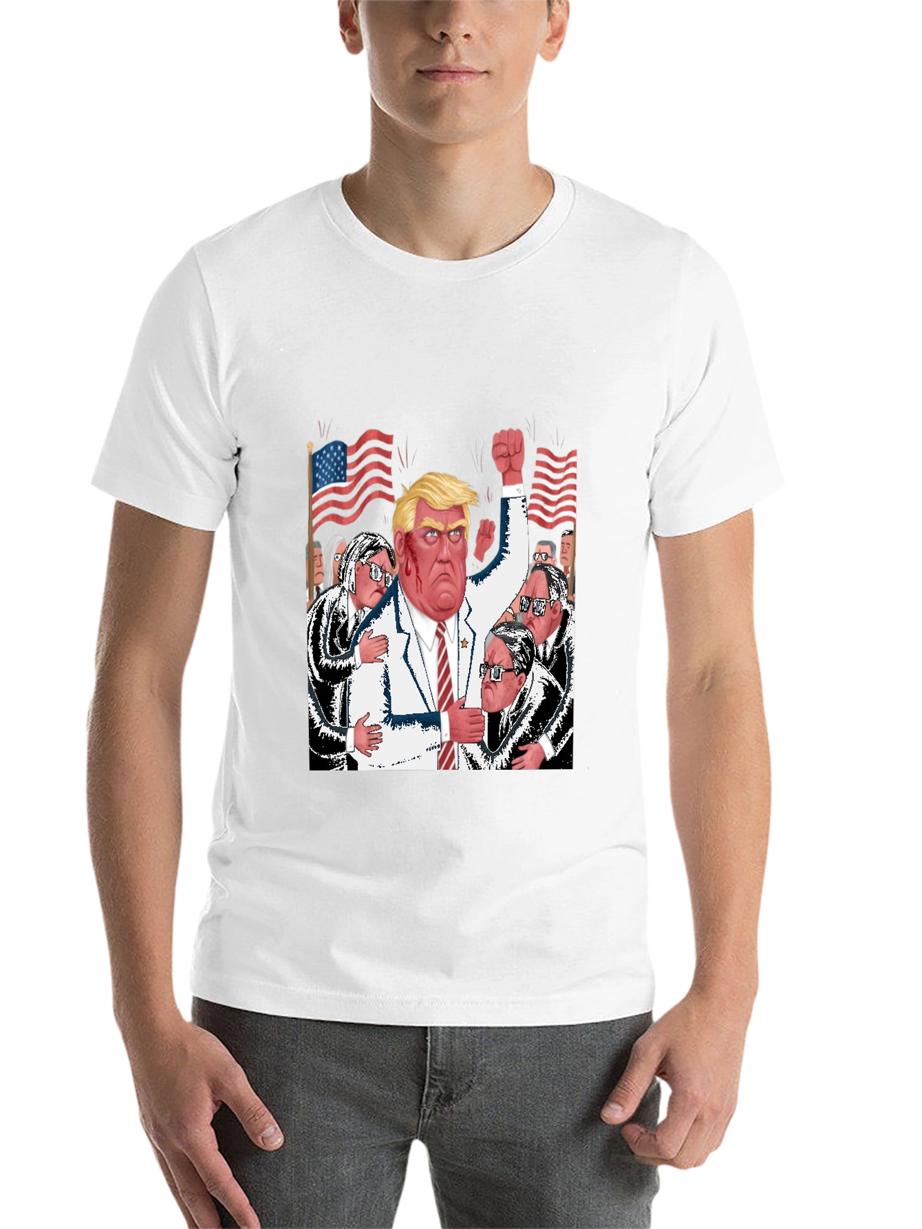 Black Trump Political Cartoon T-Shirt view 14