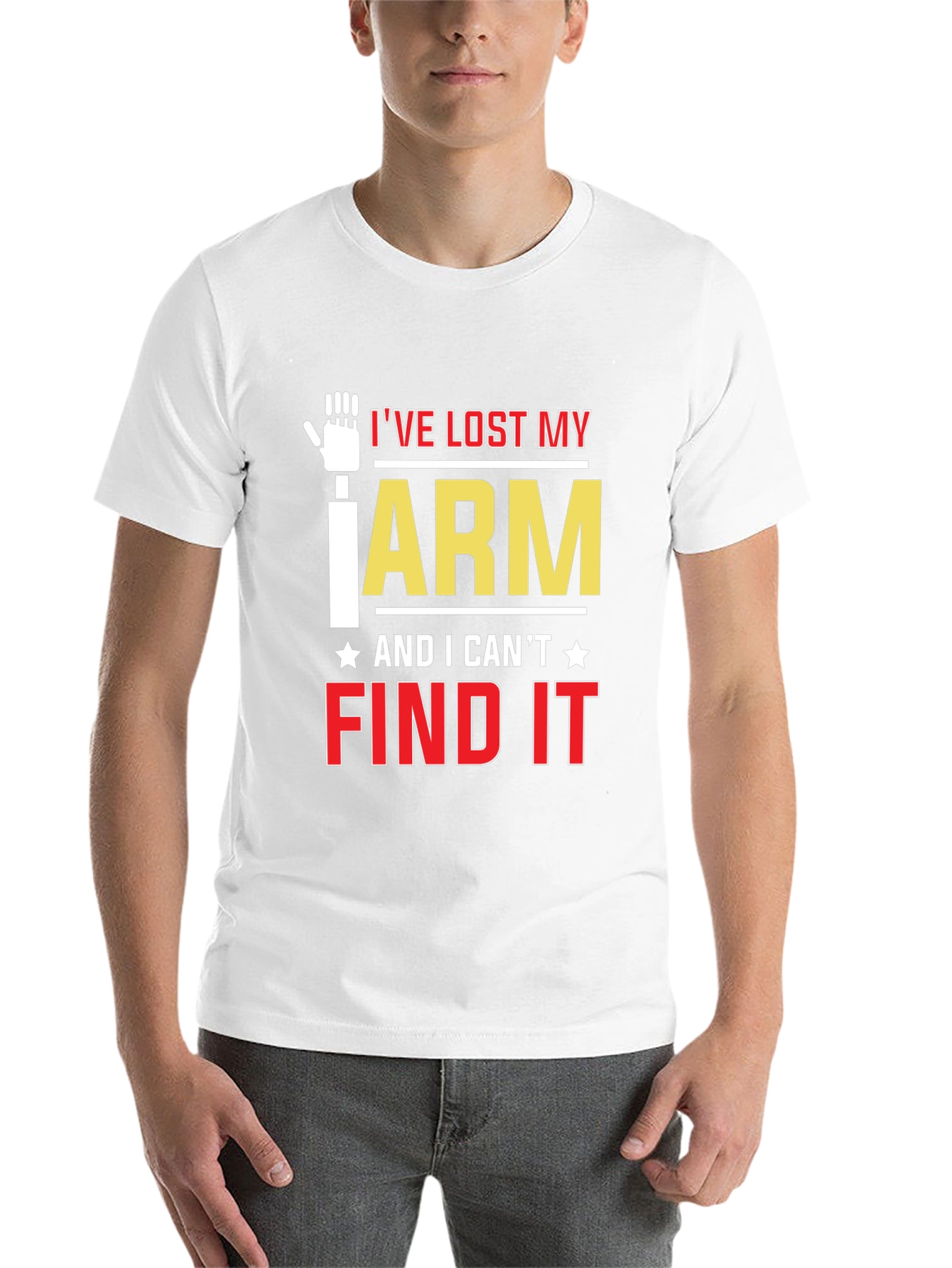 Black I've Lost My Arm Funny Graphic T-Shirt view 14