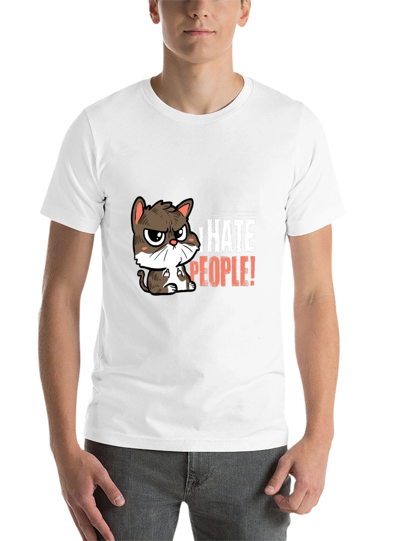 Black I Hate People Cat Graphic T-Shirt view 14