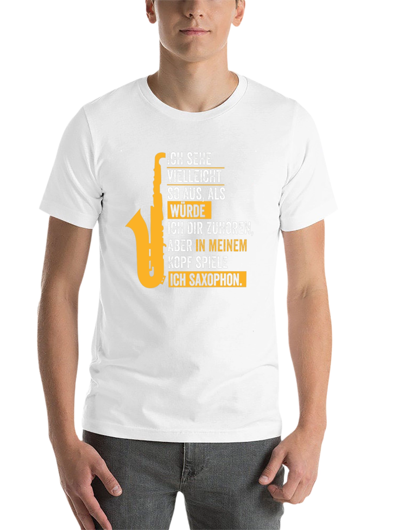 Black Saxophone Player T-Shirt - "I Play Saxophone in My Head" view 14