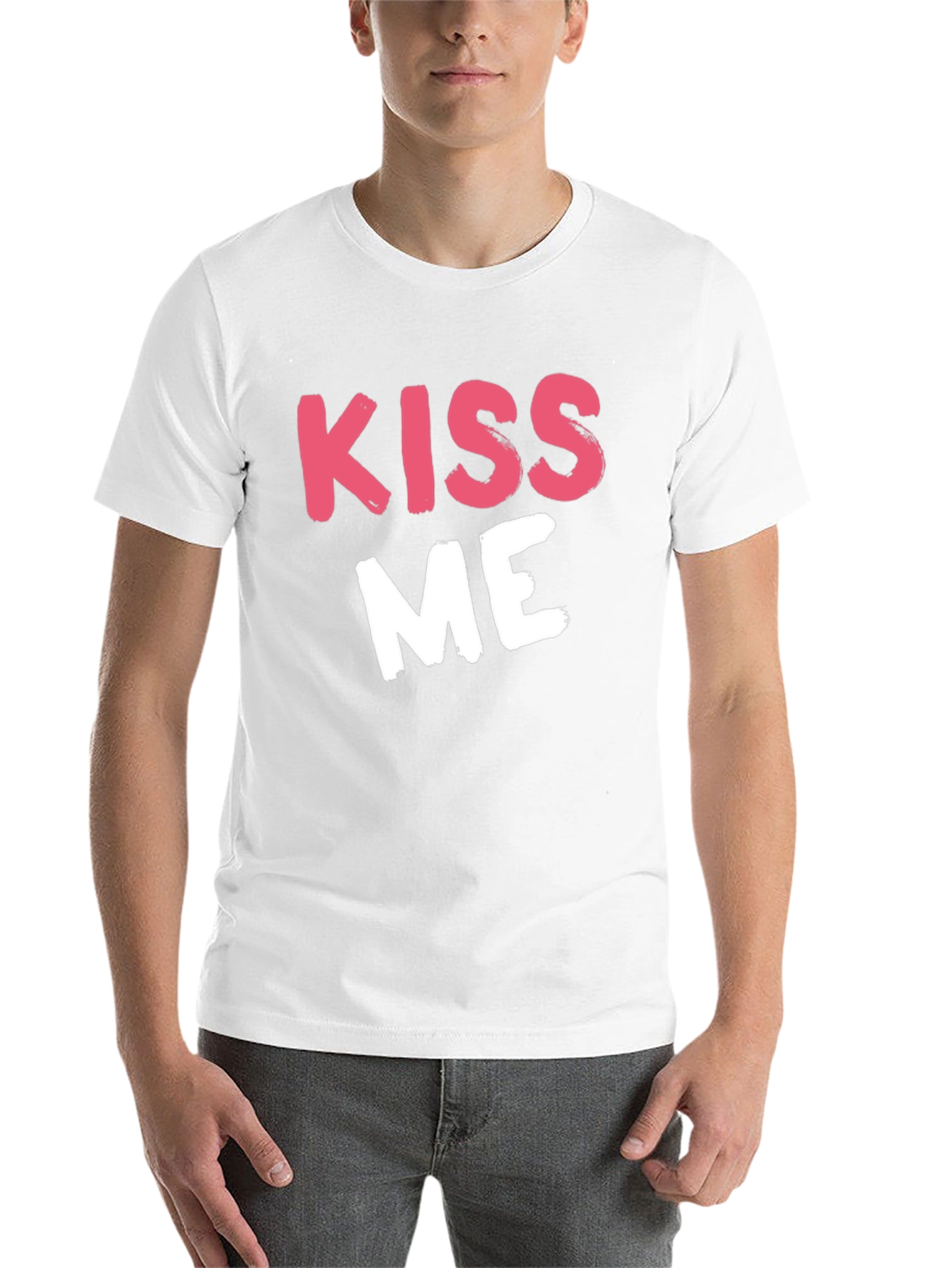 Black Kiss Me Graphic Tee - Black Crew Neck T-Shirt view 14