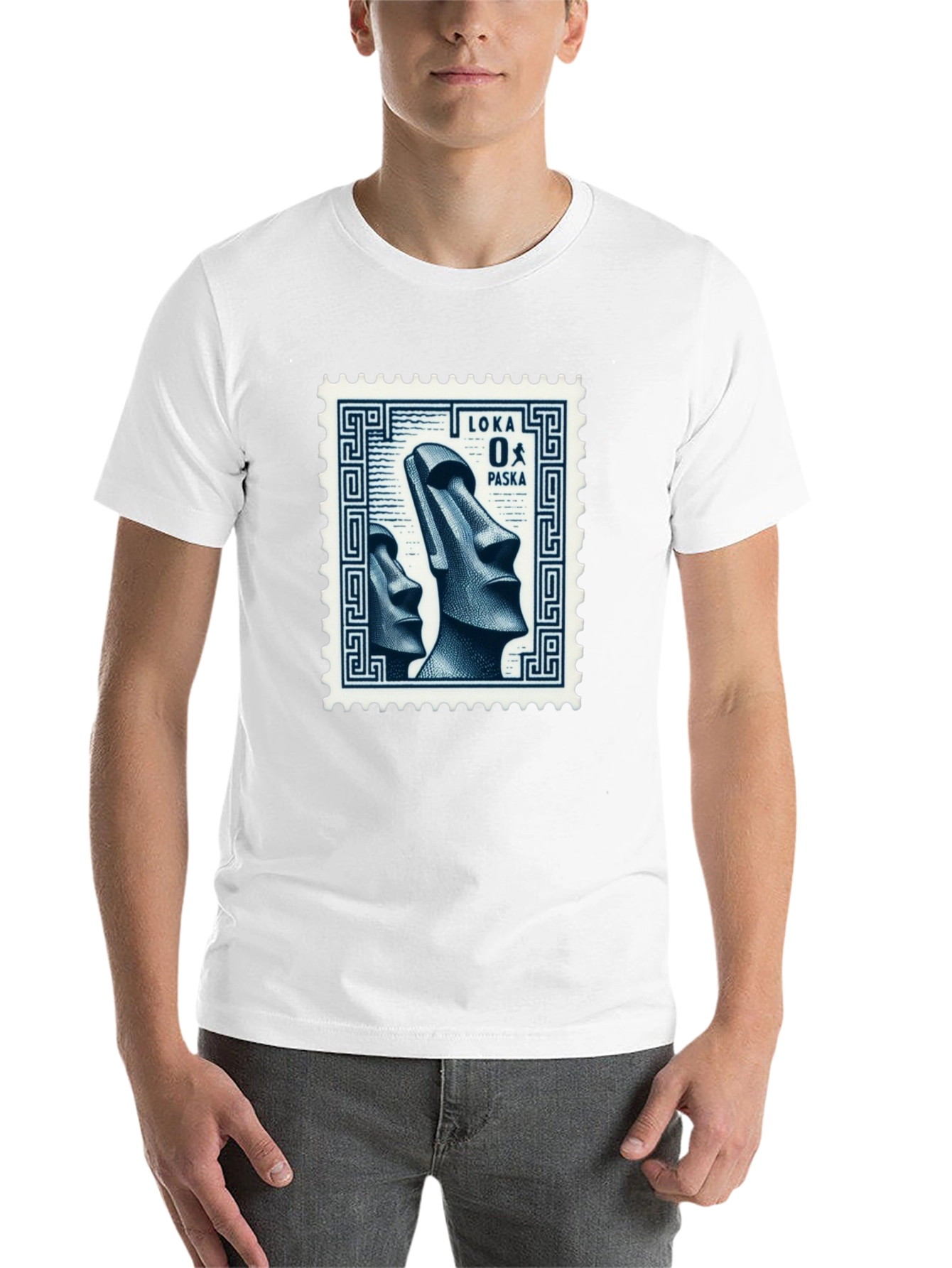 Black Moai Easter Island Stamp Graphic T-Shirt view 14