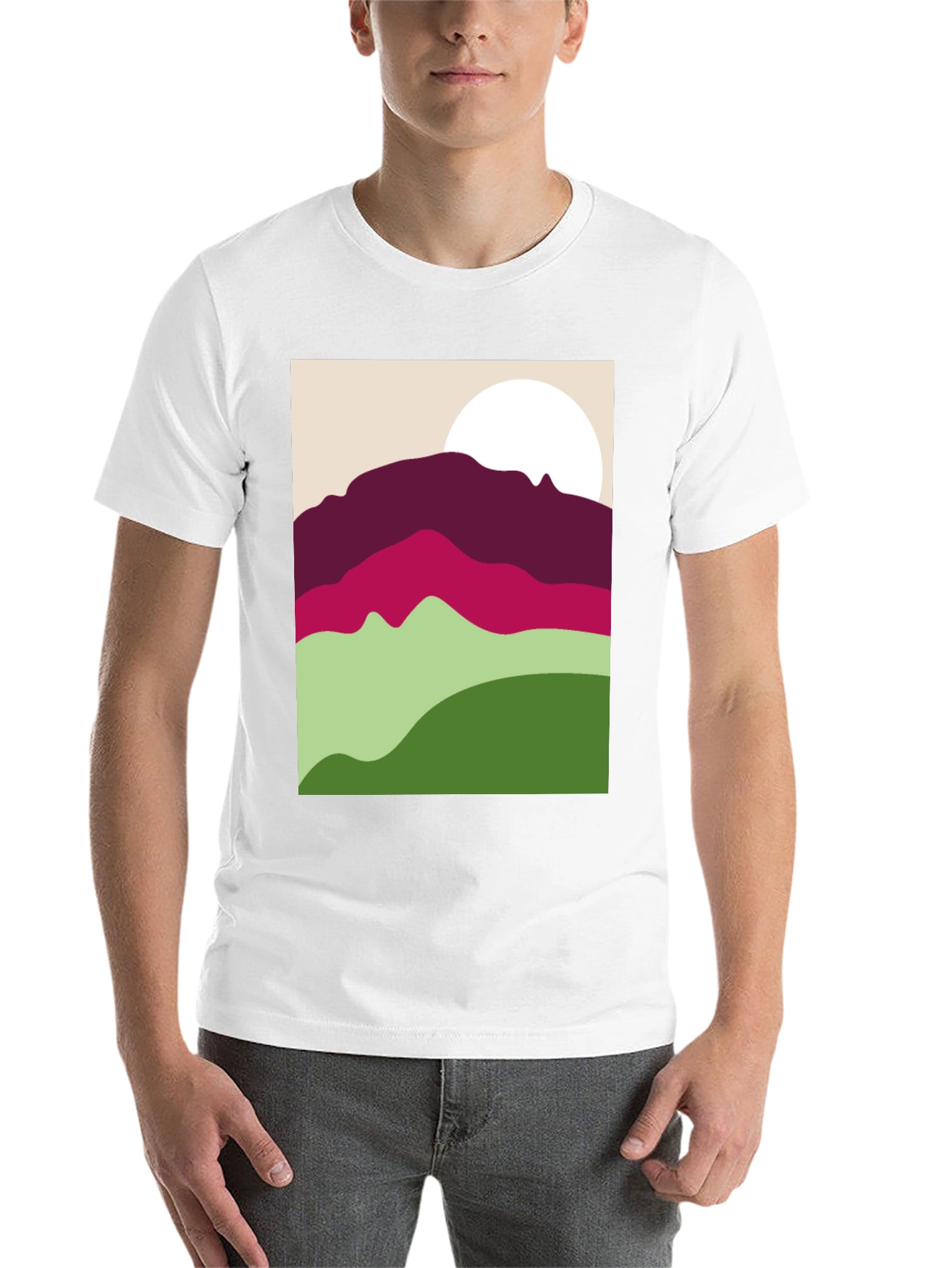 Black Abstract Mountain Scene Graphic Tee - Black view 14