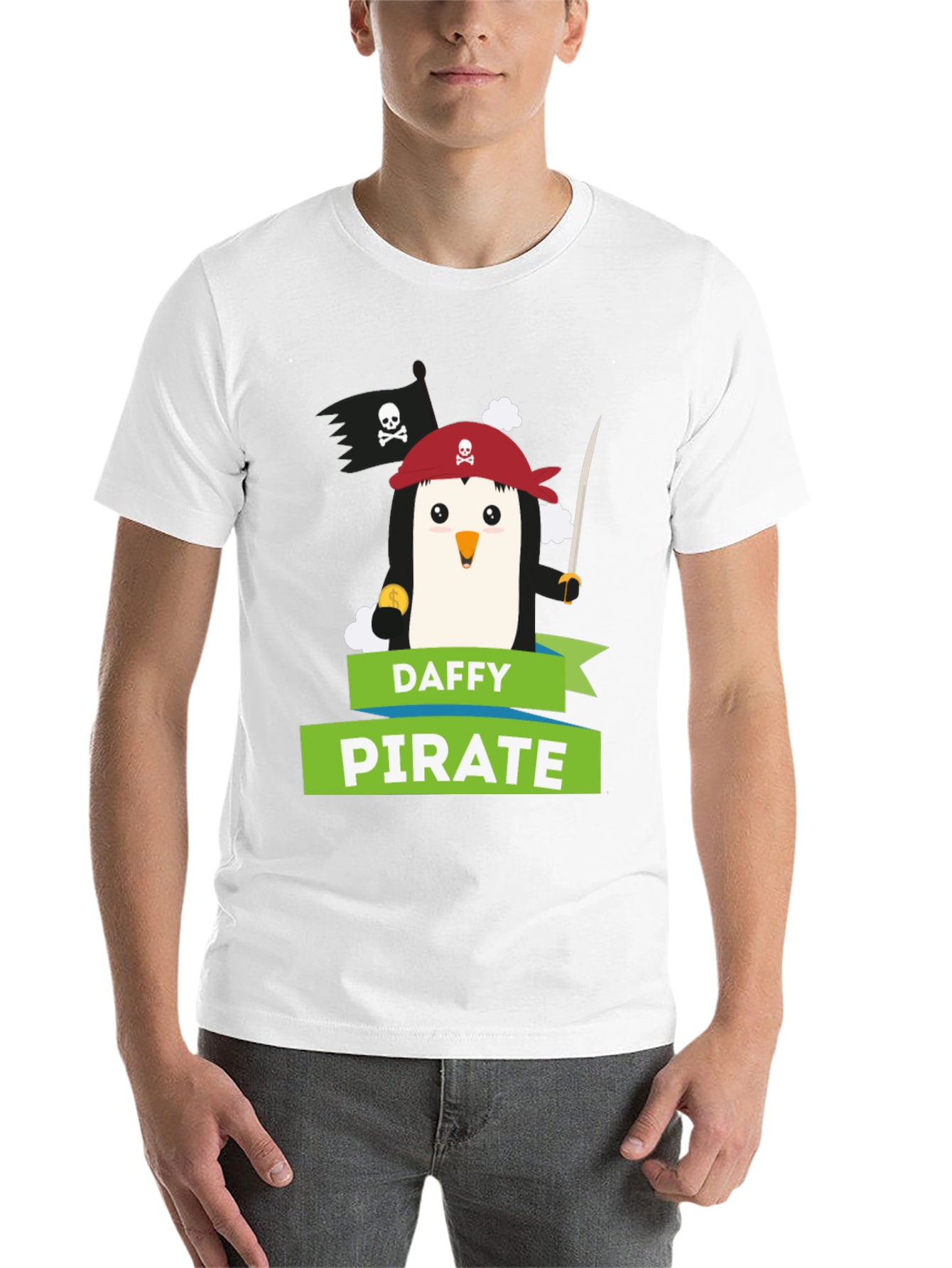Black Daffy Pirate Penguin T-Shirt - Fun Cartoon Tee view 14