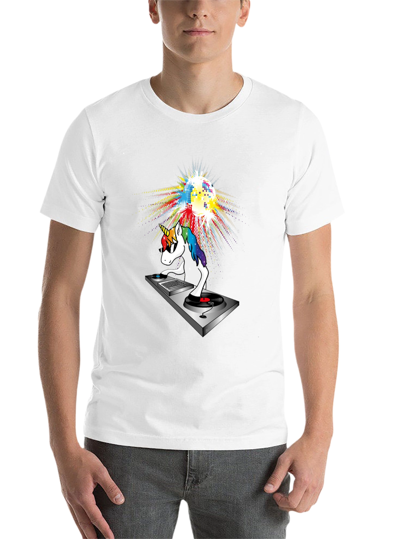 Black DJ Unicorn T-Shirt: Colorful Disco Party! view 14
