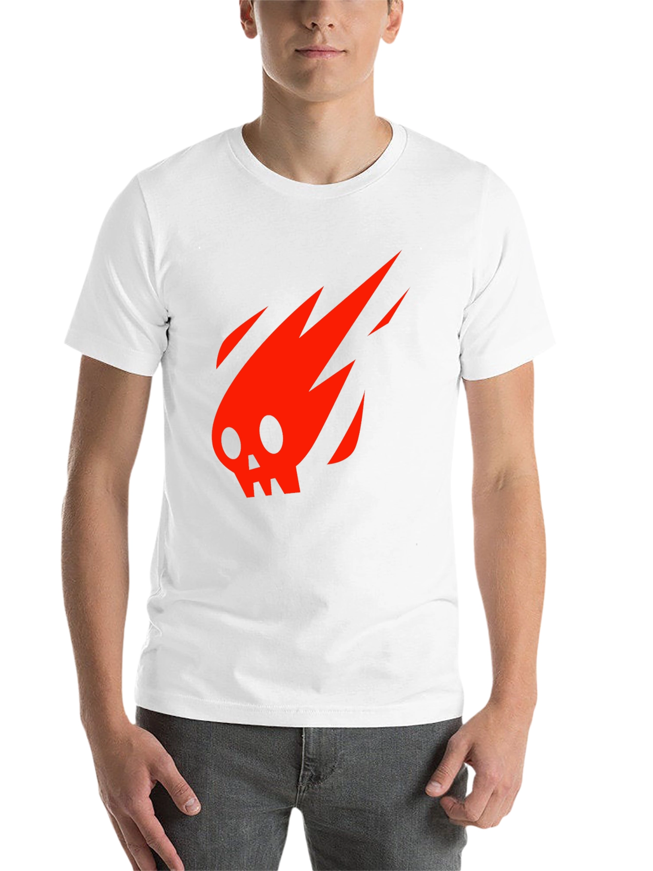 Black Fiery Skull Graphic Tee - Black Cotton Casual Shirt view 14