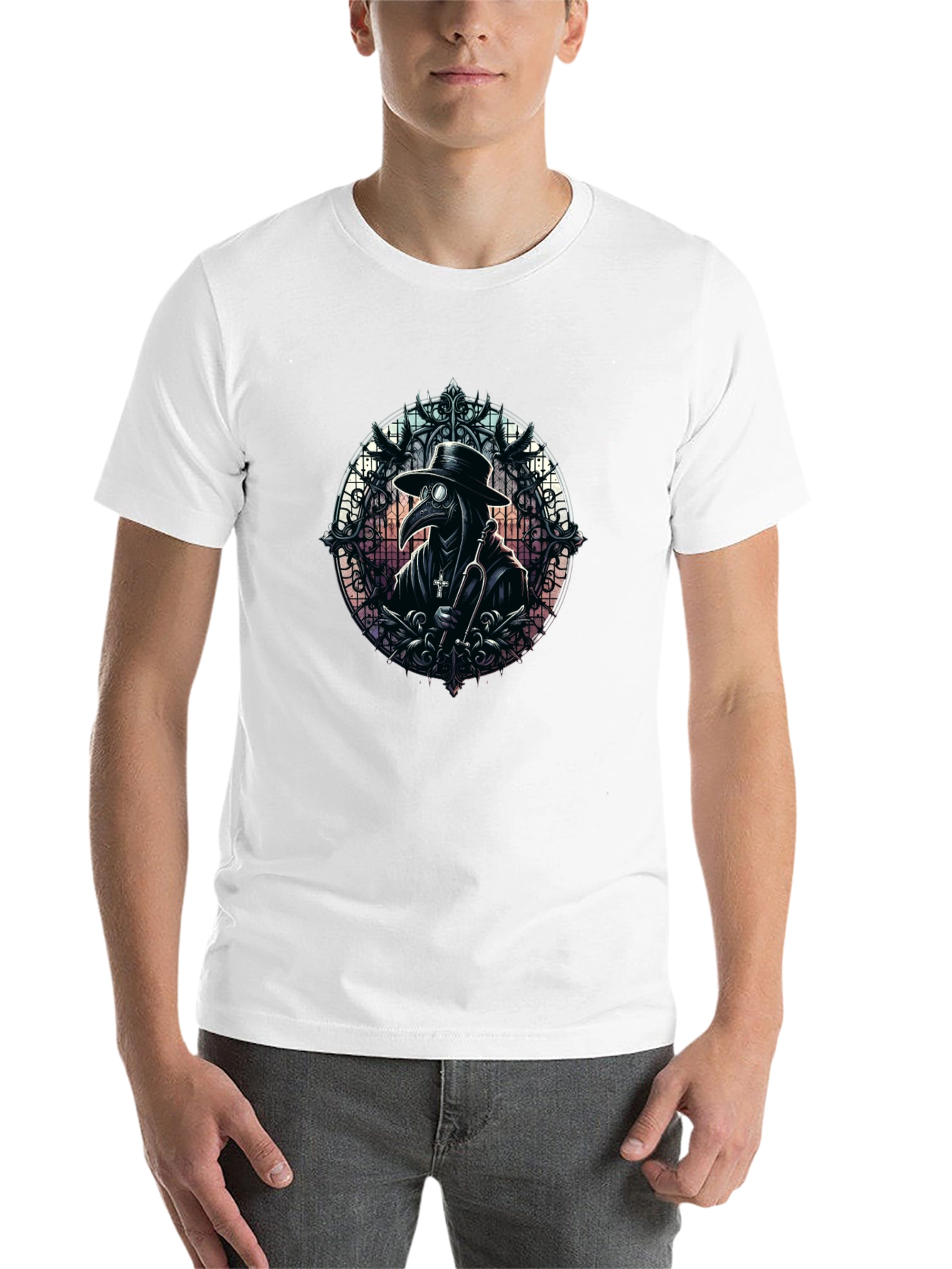 Black Plague Doctor Graphic Tee - Gothic Style view 14