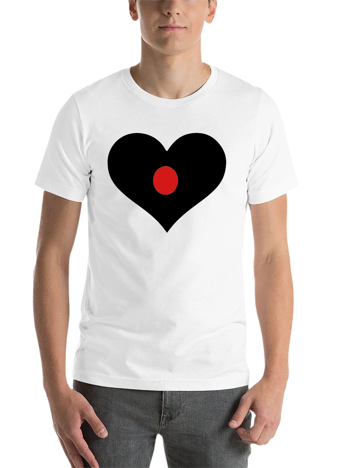 Black Heart Center T-Shirt - Black Graphic Tee view 14