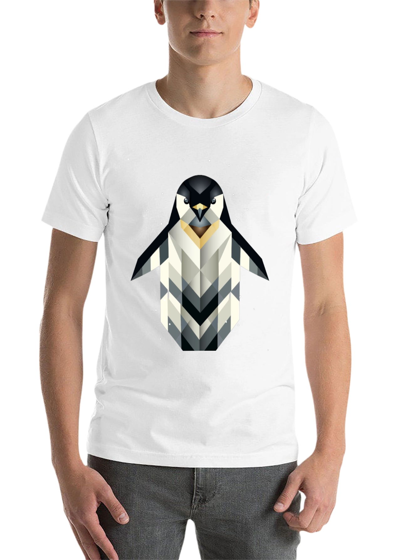 Black Geometric Penguin Graphic T-Shirt - Black view 14
