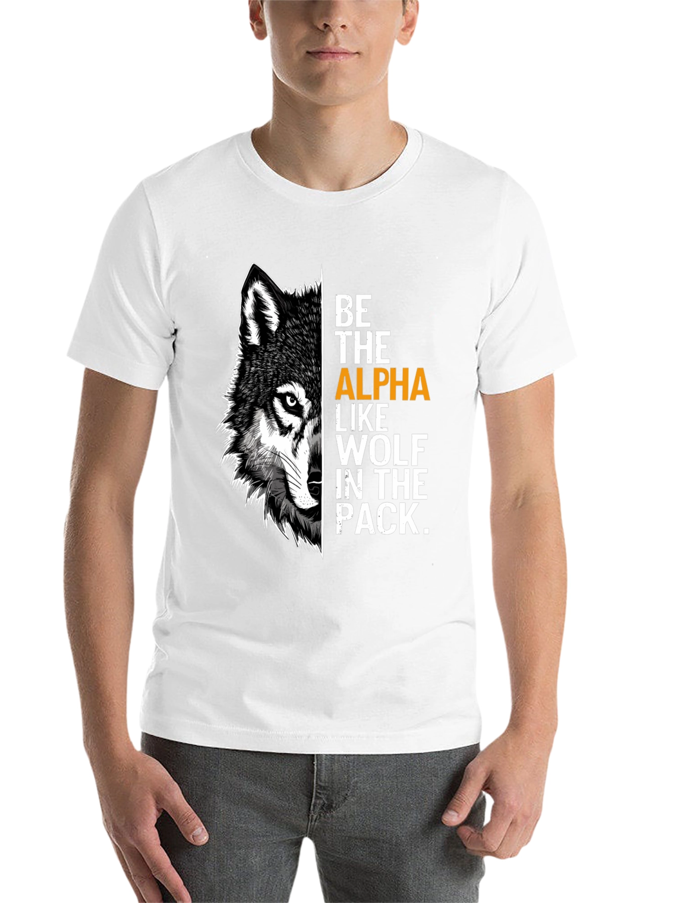 Black Be the Alpha Wolf Graphic Print T-Shirt view 14