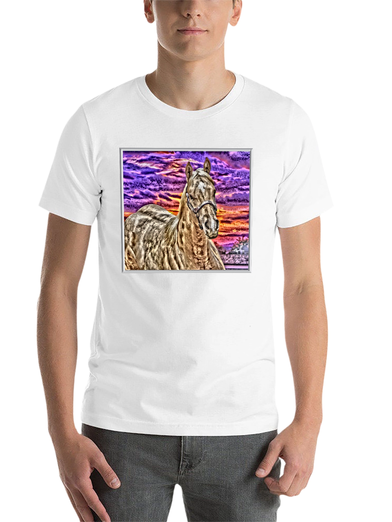 Black Horse Graphic Tee - Sunset Sky Black T-Shirt view 14