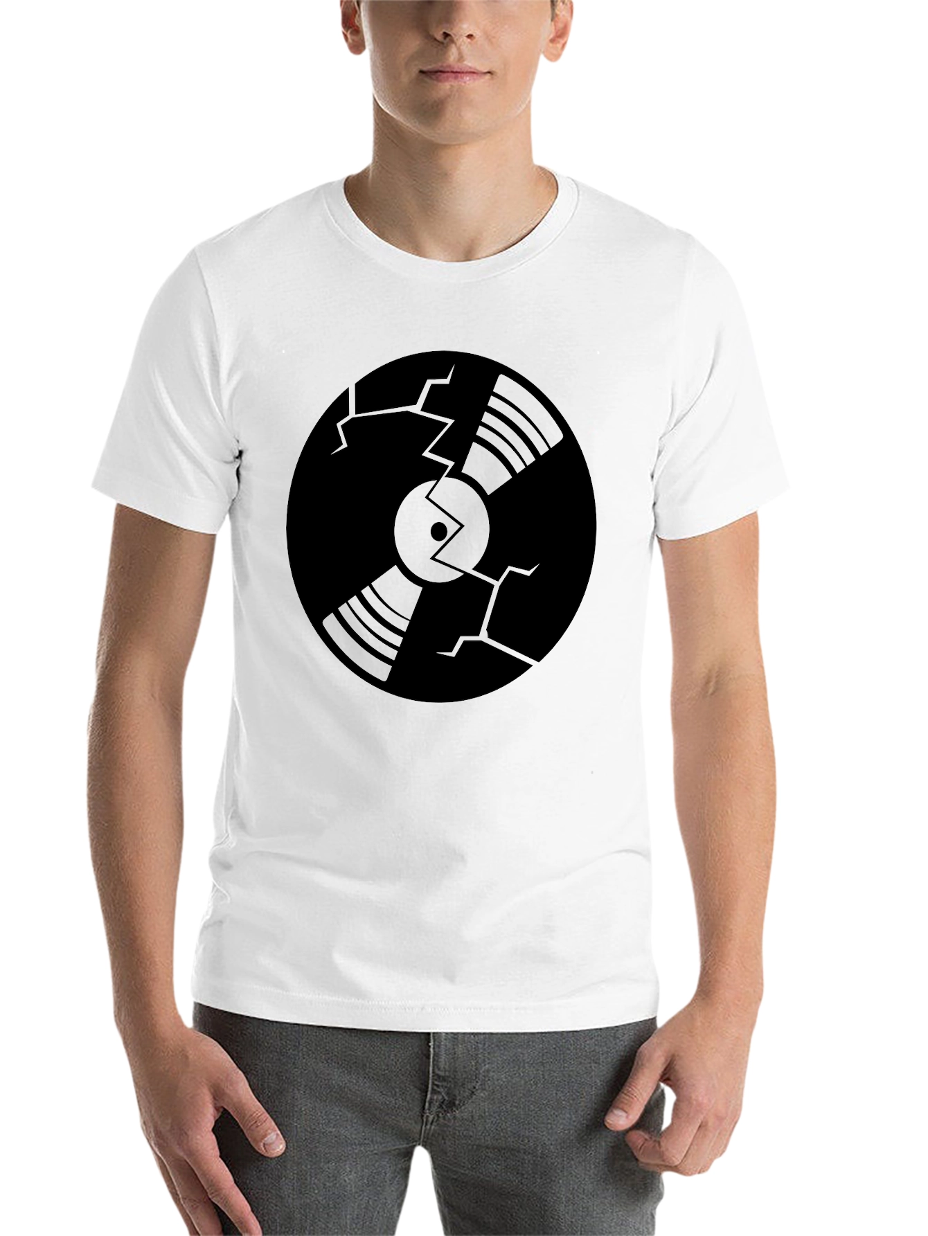 Black Cracked Vinyl Record Graphic T-Shirt view 14