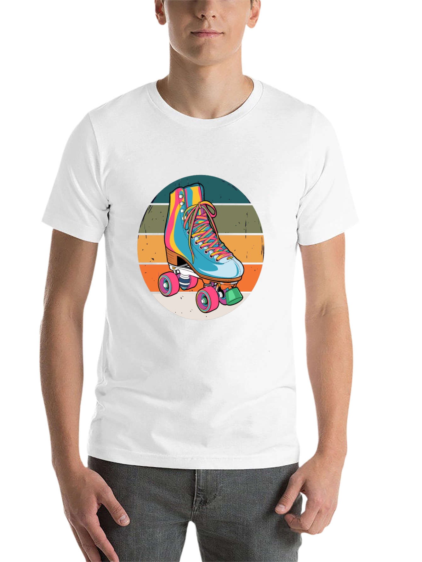 Black Retro Roller Skate Graphic Tee view 14