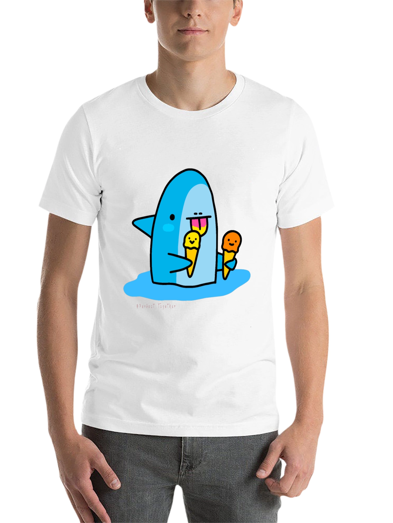 Black Shark Eating Ice Cream Graphic T-Shirt view 14