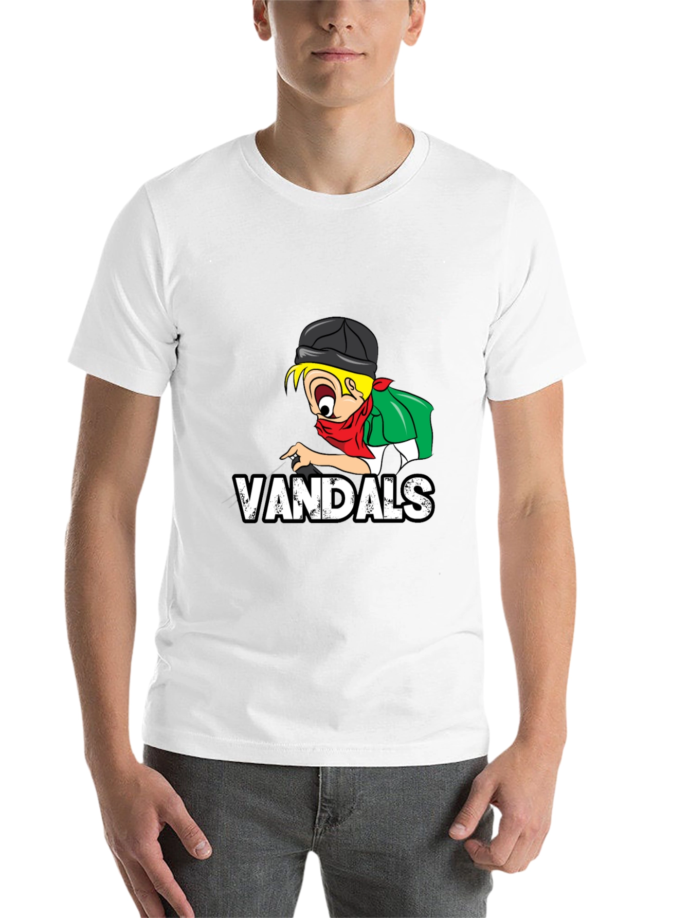 Black Vandals Cartoon Graphic Black T-Shirt view 14
