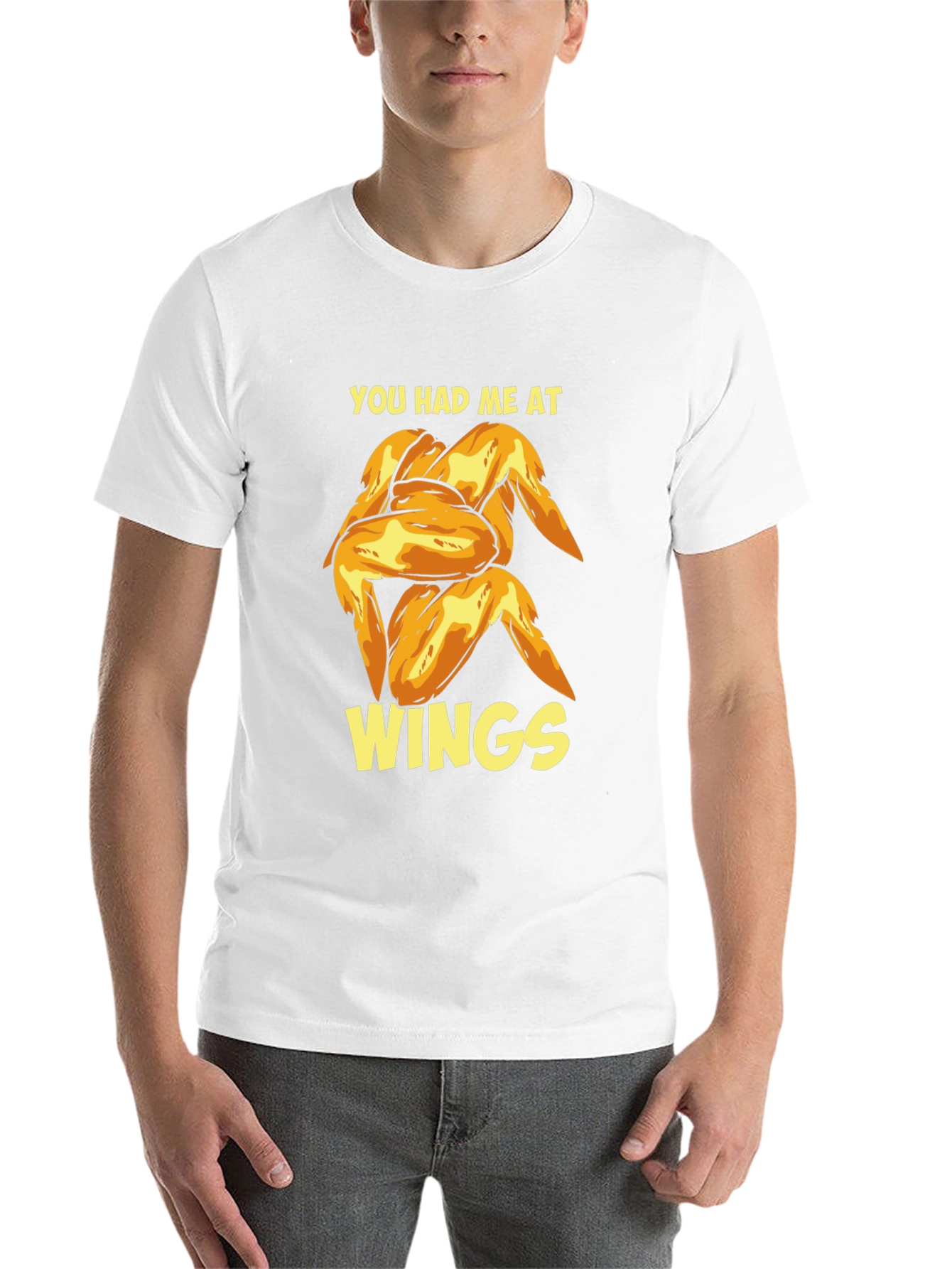 Black You Had Me At Wings - Novelty Graphic T-Shirt view 14