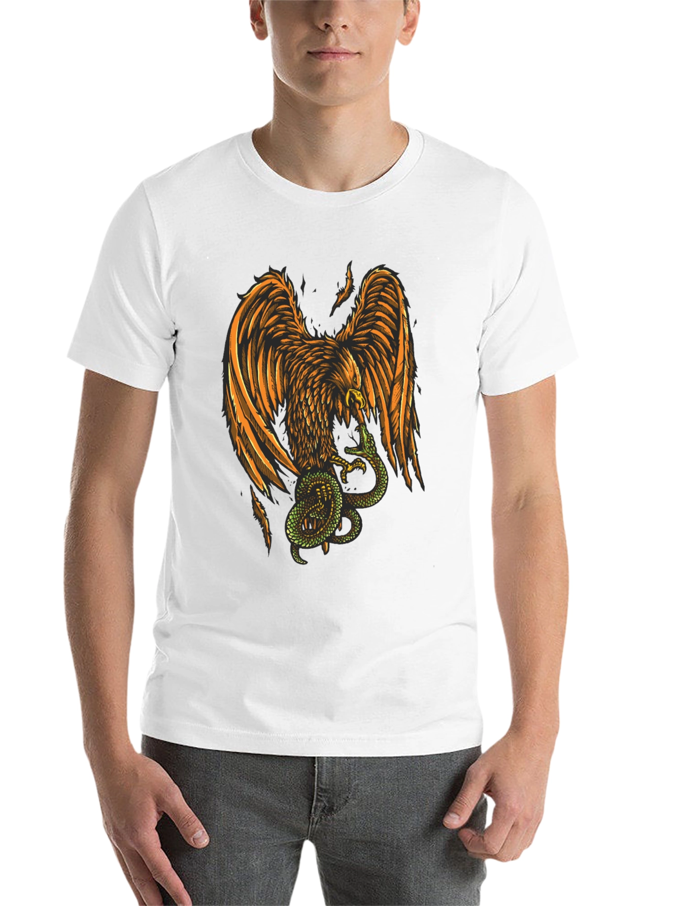 Black Eagle & Snake Graphic T-Shirt - Stylish Mens Tee view 14