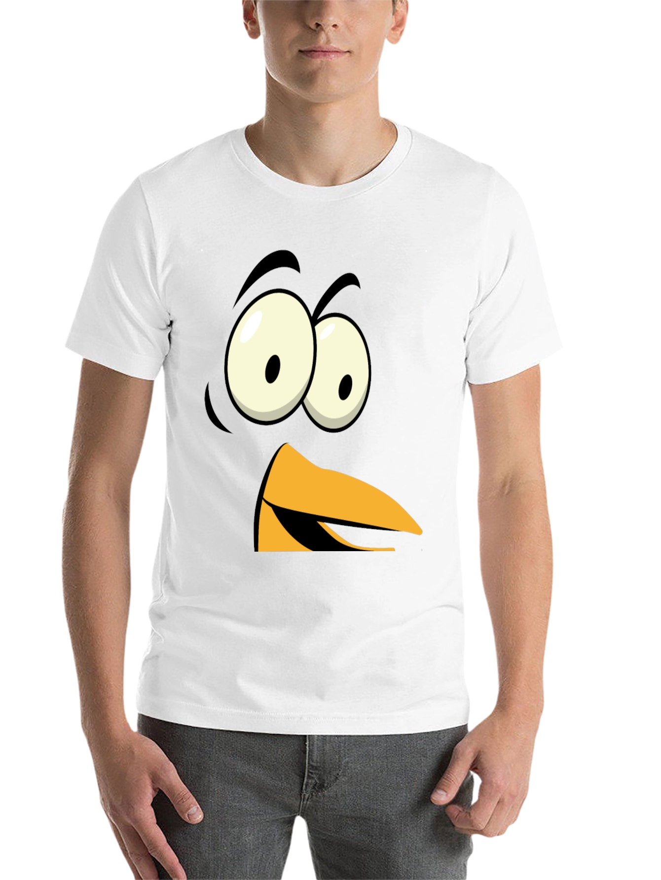 Black Funny Angry Bird Face Graphic Tee - Black view 14
