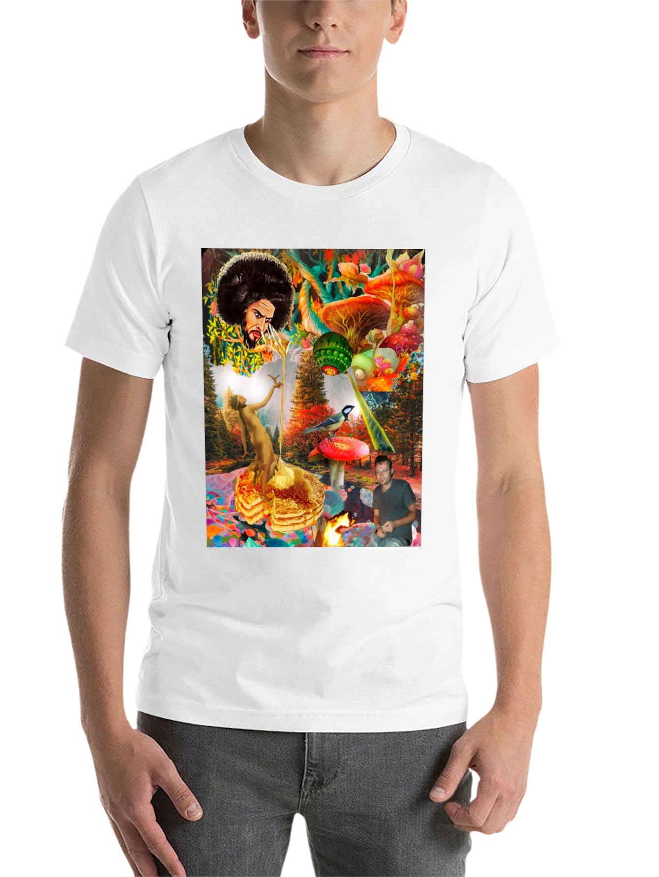 Black Psychedelic Fantasy Graphic Print T-Shirt view 14