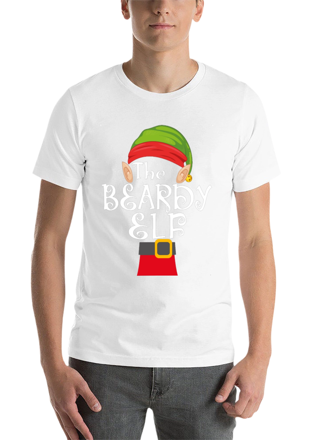 Beardy Elf Graphic T-Shirt - Festive Holiday Apparel - 14