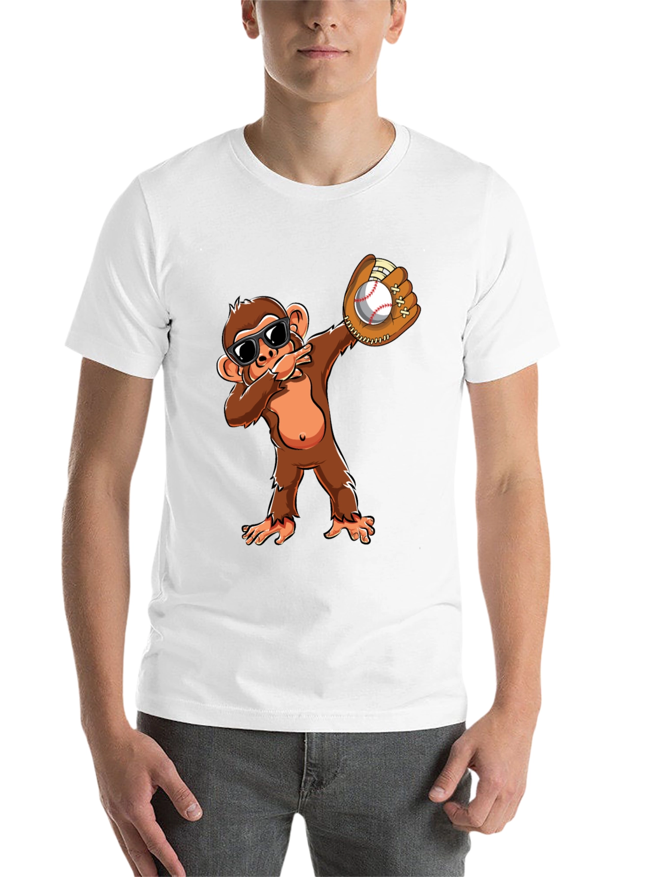 Black Monkey Dabbing Baseball T-Shirt view 14