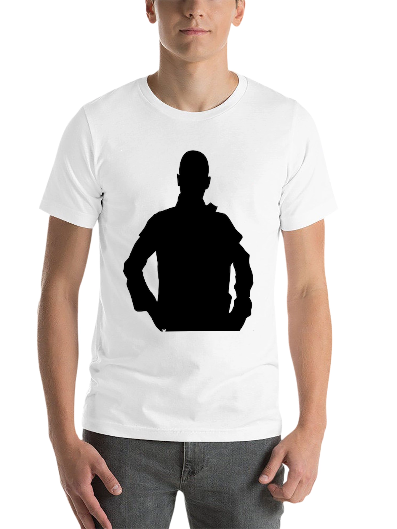 Black Men's Black T-Shirt with Silhouette Graphic view 14