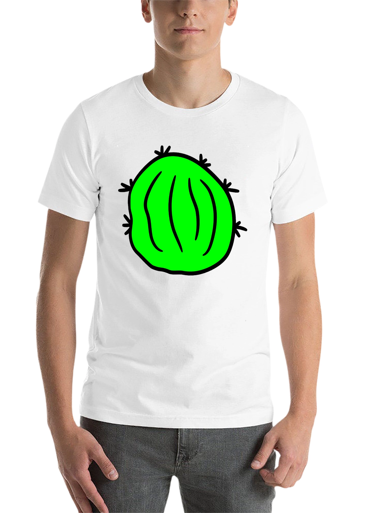Black Novelty Green Cactus Graphic Black T-Shirt view 14