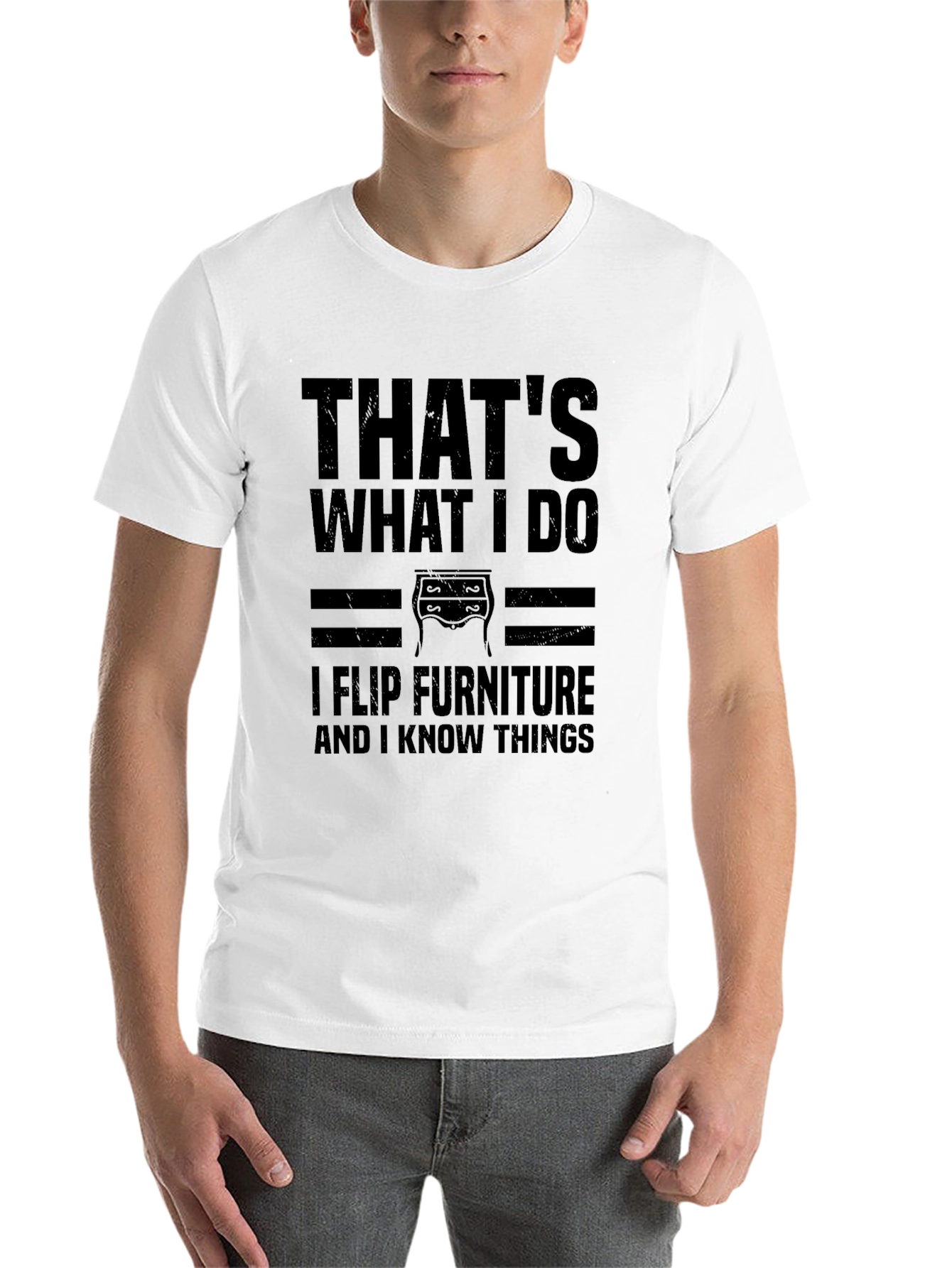Black I Flip Furniture T-Shirt - Funny Graphic Tee view 14