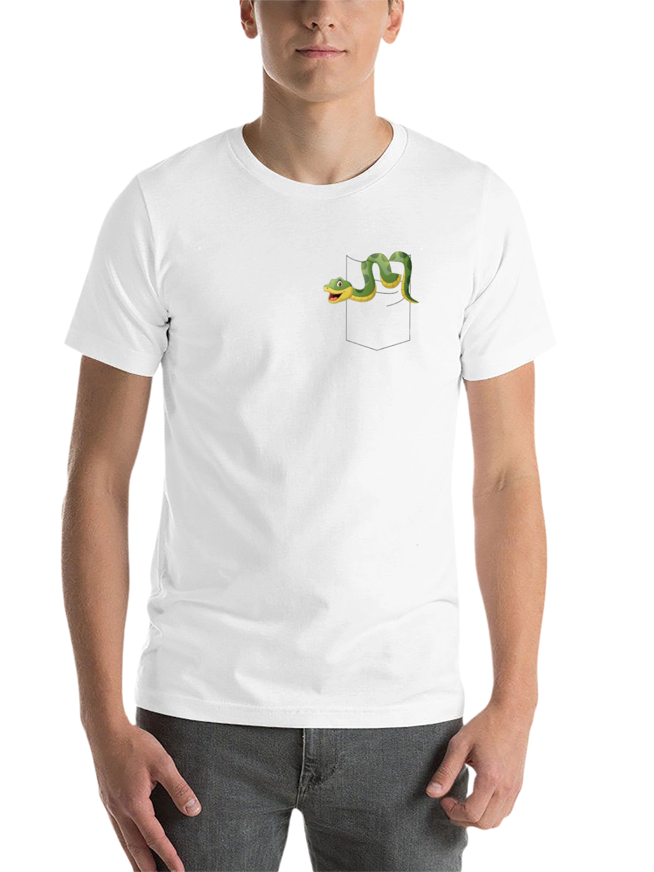 Black Black T-Shirt with Cartoon Snake Design view 14