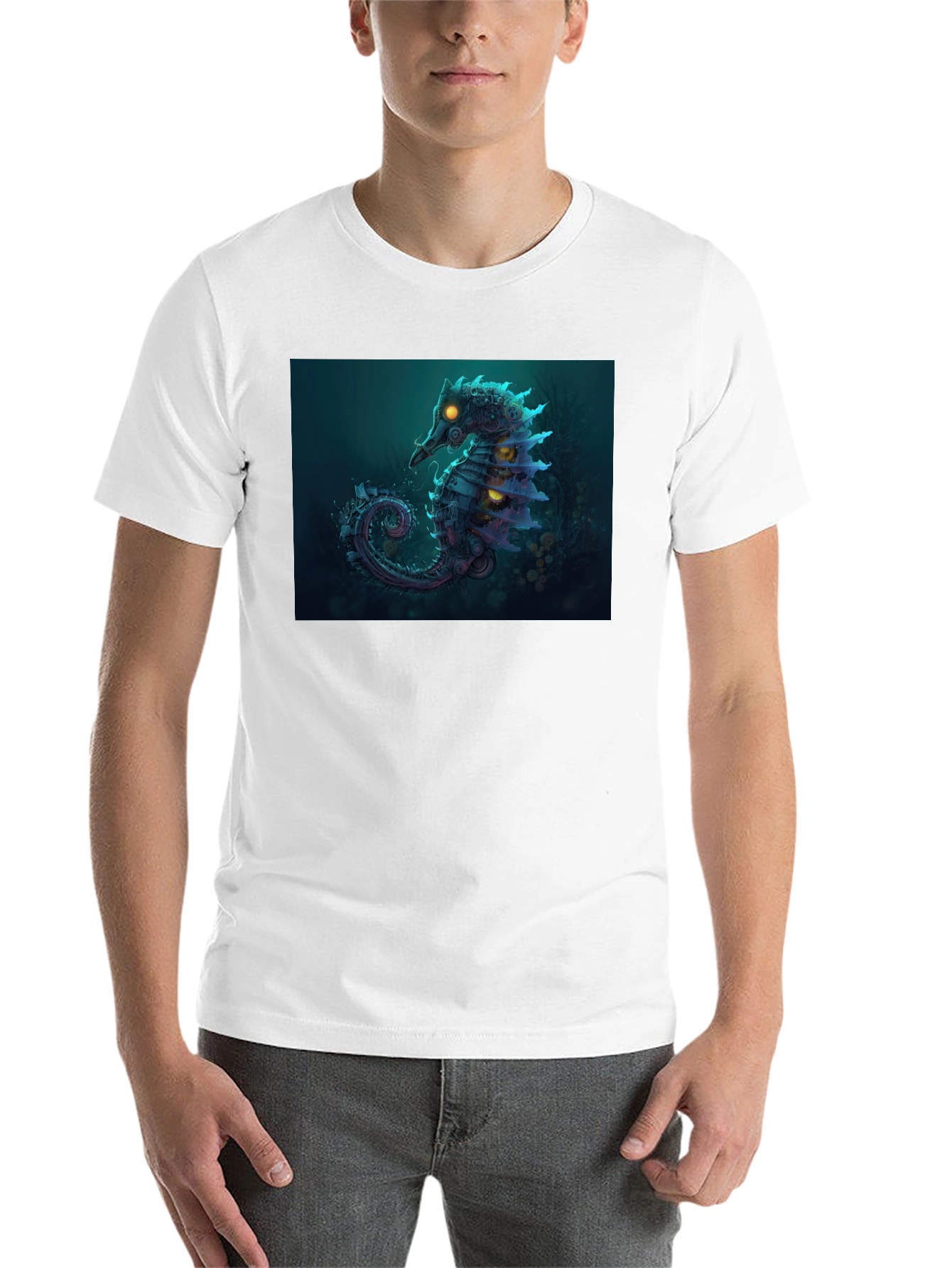 Black Steampunk Seahorse Graphic Tee view 14